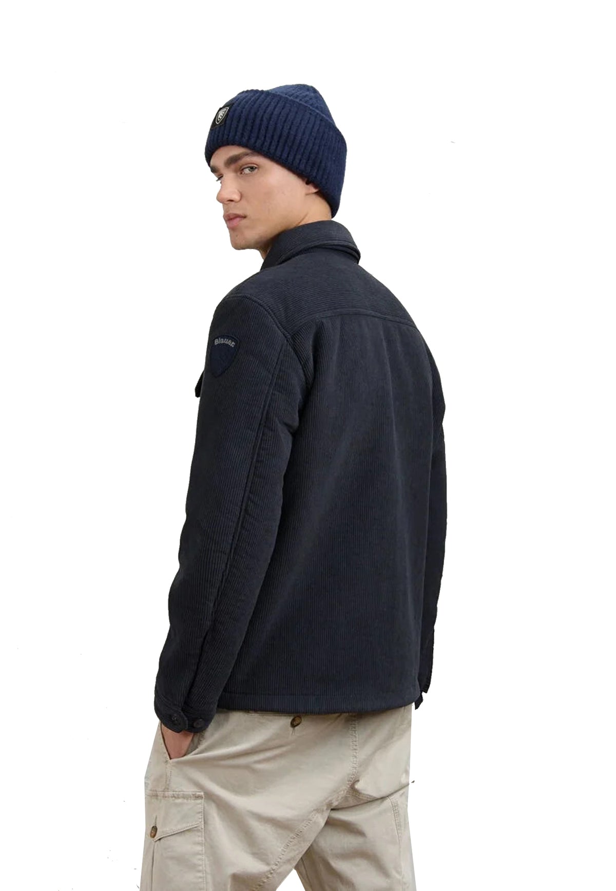 Giubbino blu velluto a costina e interno pelliccia ecologica Blauer A26 26WBLUC04254 888888 BLAUER
