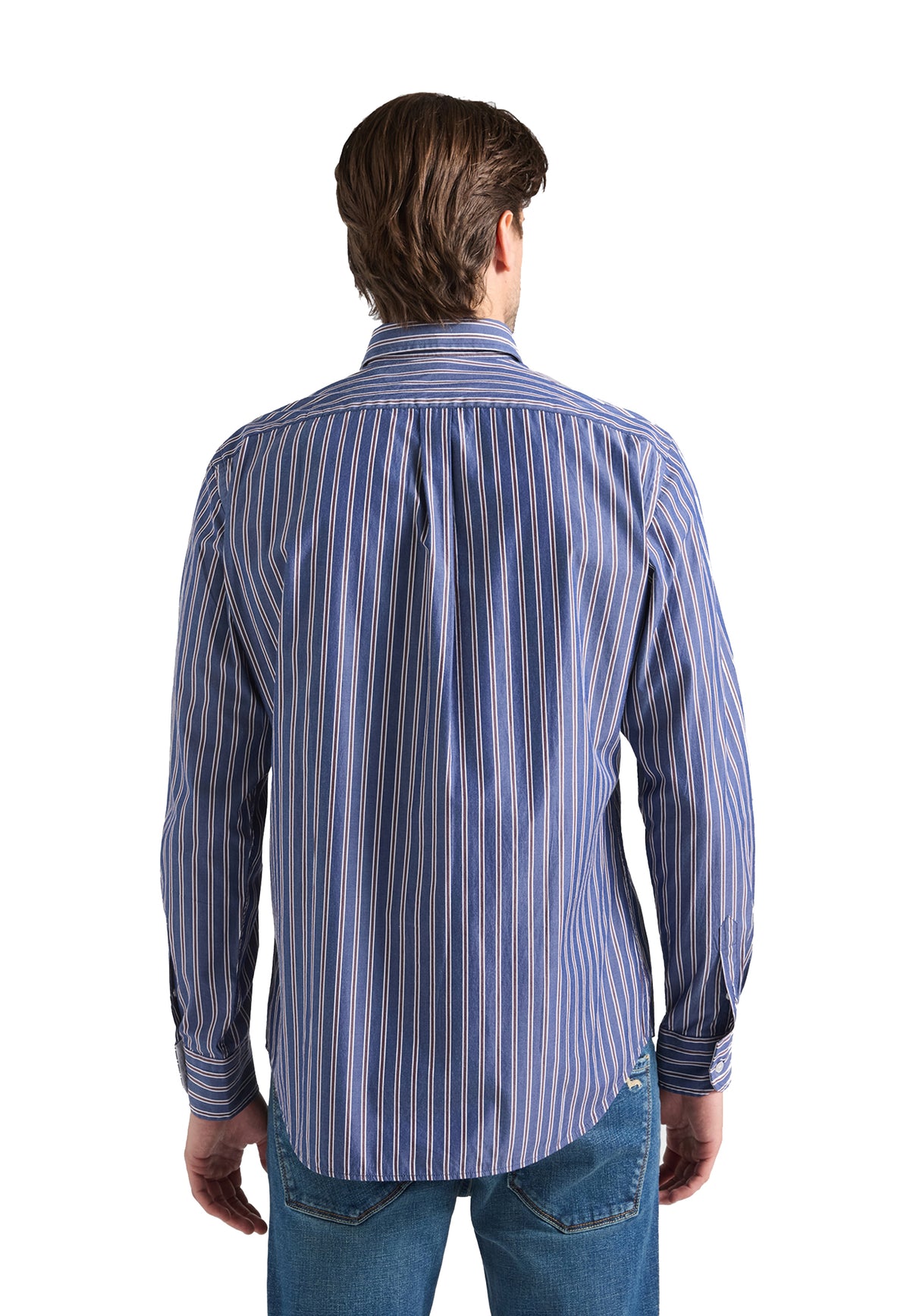Camicia blu a righe marroni cotone Harmont & Blaine A26 CRR011013954M 801801 HARMONT&BLAINE