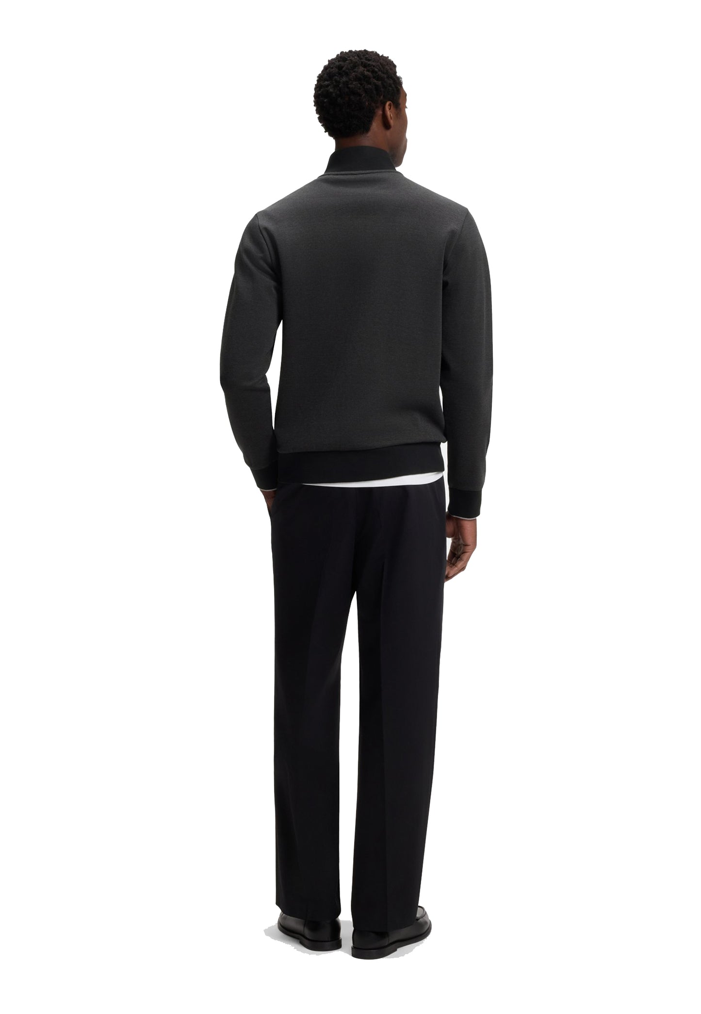 Felpa nera full zip cotone con colletto Hugo Boss A26 50565602 001001 HUGO BOSS
