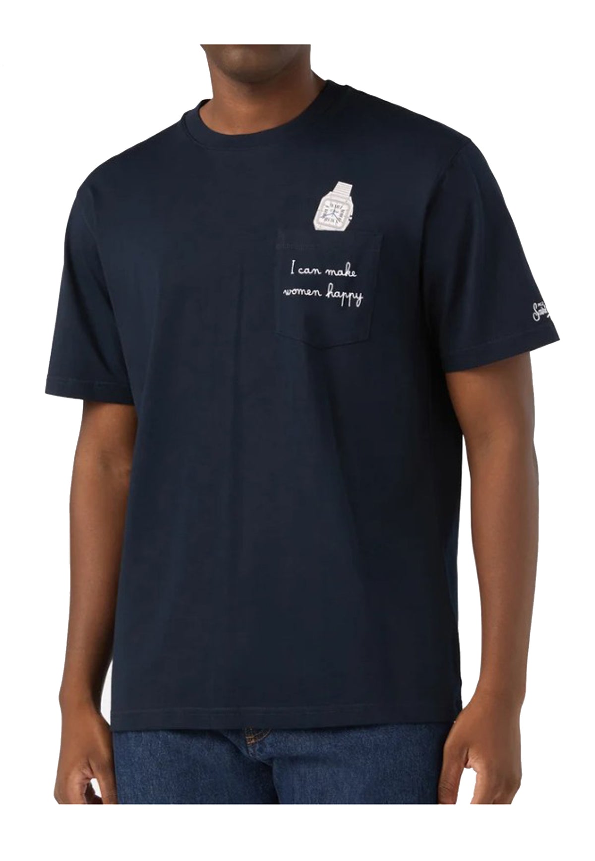T-shirt girocollo blu cotone Orologio Connor MC2 Saint Barth A26 CONR0001 00263M00263M MC2