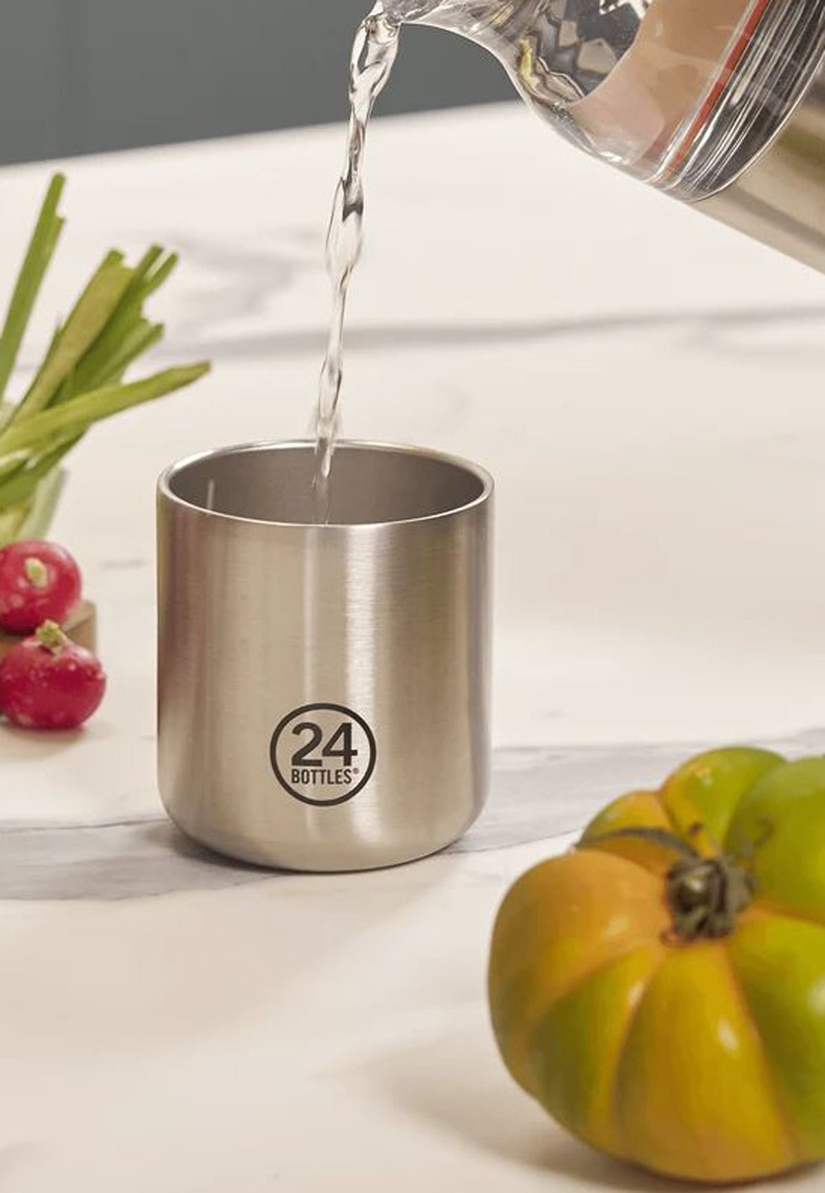 2457-CUP BRUSHED STEEL 220MLBRUSHED STEEL 24BOTTLES