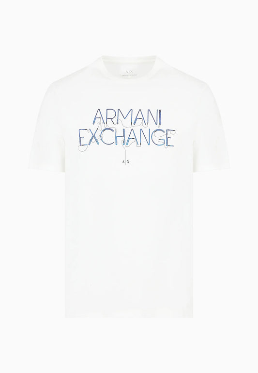 T-shirt bianca cotone girocollo logo frontale Armani Exchange P24