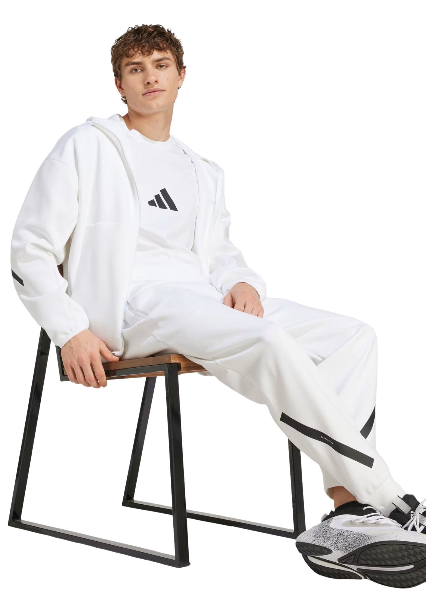 Felpa full zip bianco con cappuccio Track Adidas P25 JF2443 WHITEWHITE ADIDAS