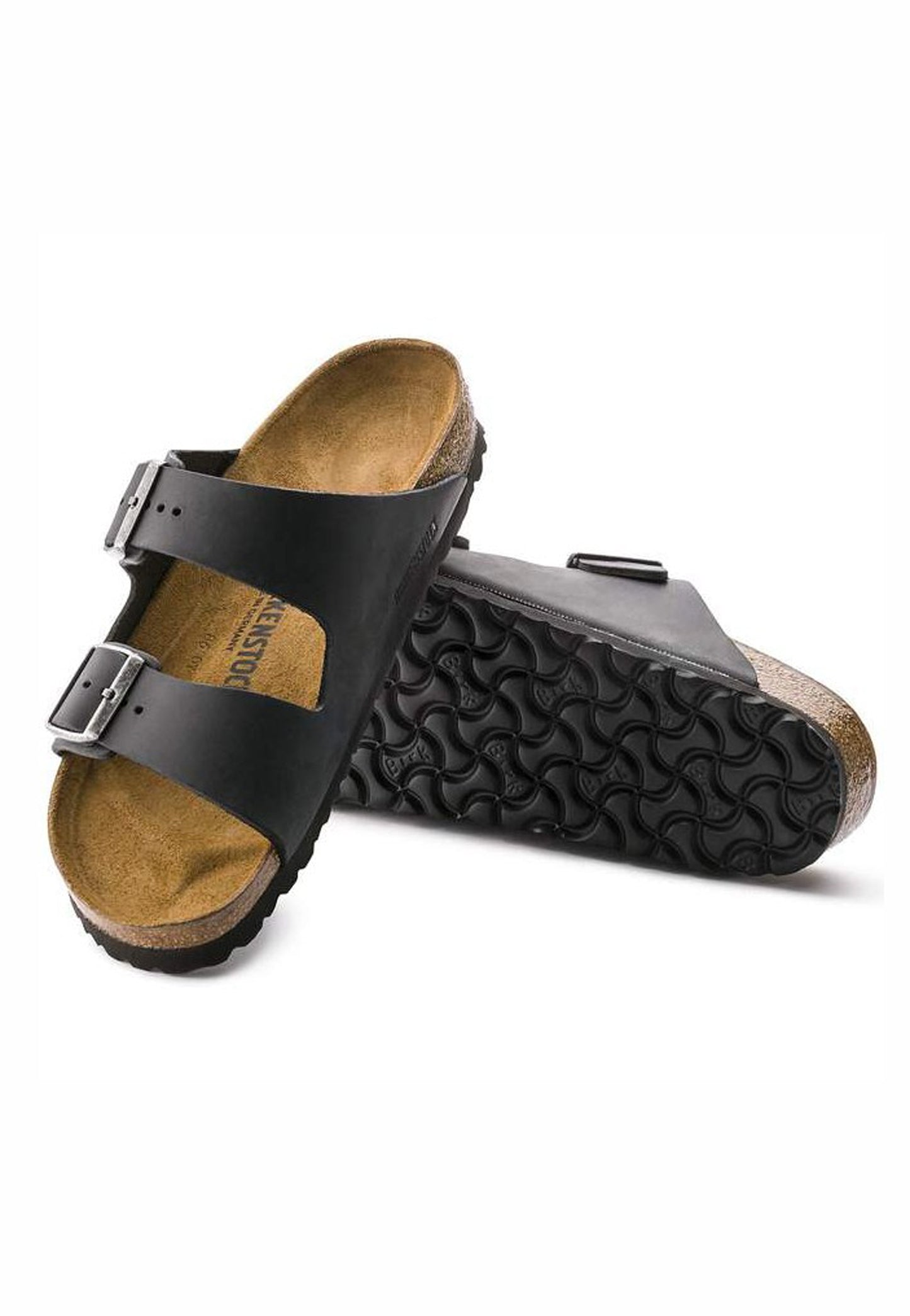 Ciabatte sandali neri pelle oliata Arizona Birkenstock P26 552113 BI-C3 BIRKENSTOCK
