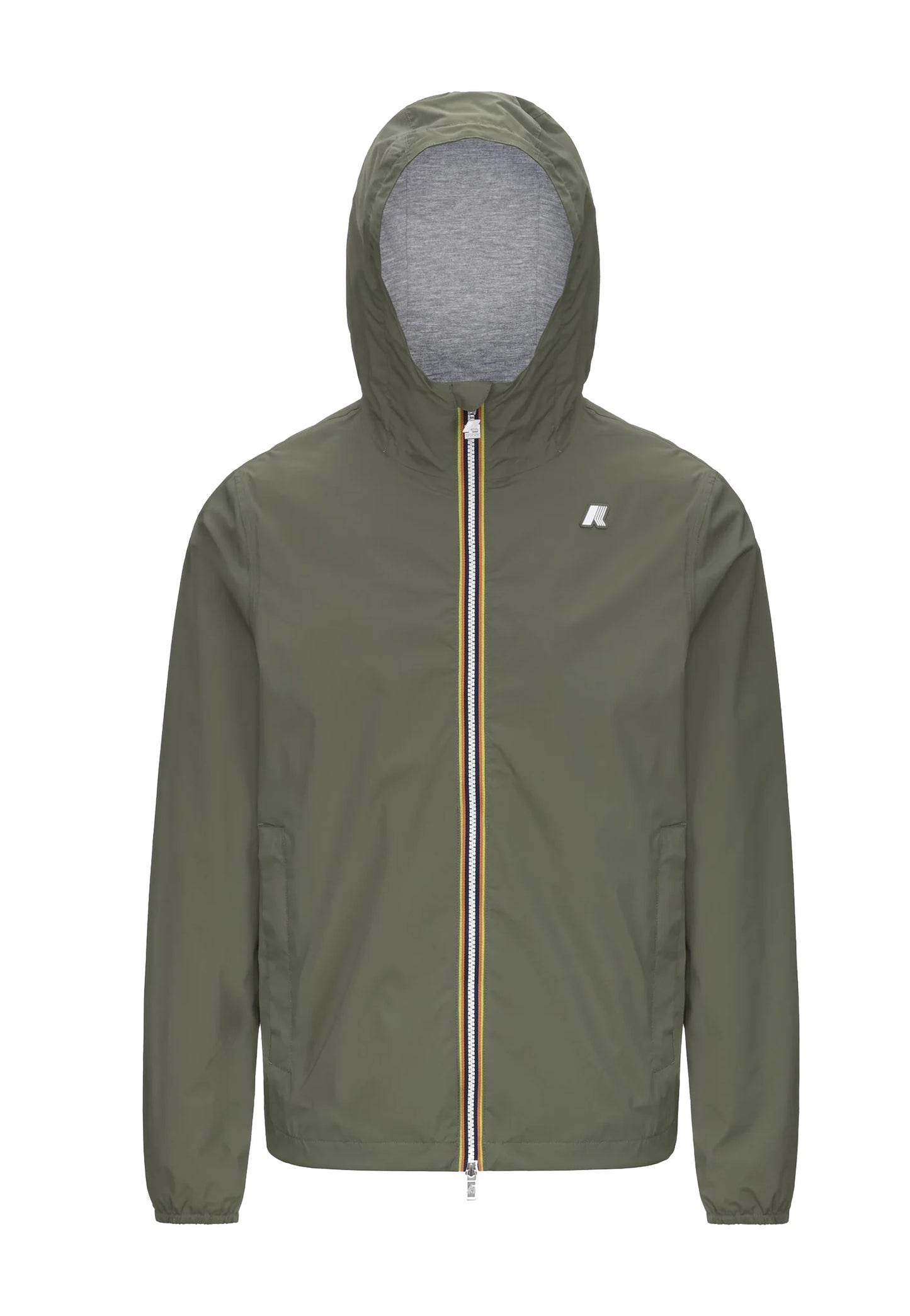 Giacca leggera con cappuccio antivento antipioggia verde K-Way P26 K3123UW V15V15 K-WAY