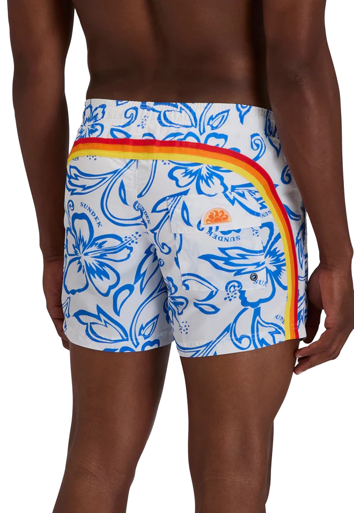 Costume da bagno spiaggia piscina bianca hibiscus Sundek P26 M504BDTA1IA M6S036614IA SUNDEK