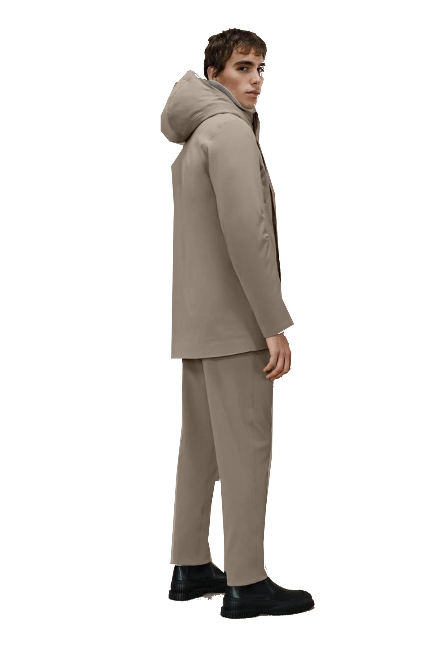 Giubbotto impermeabile con cappuccio tortora RRD A24