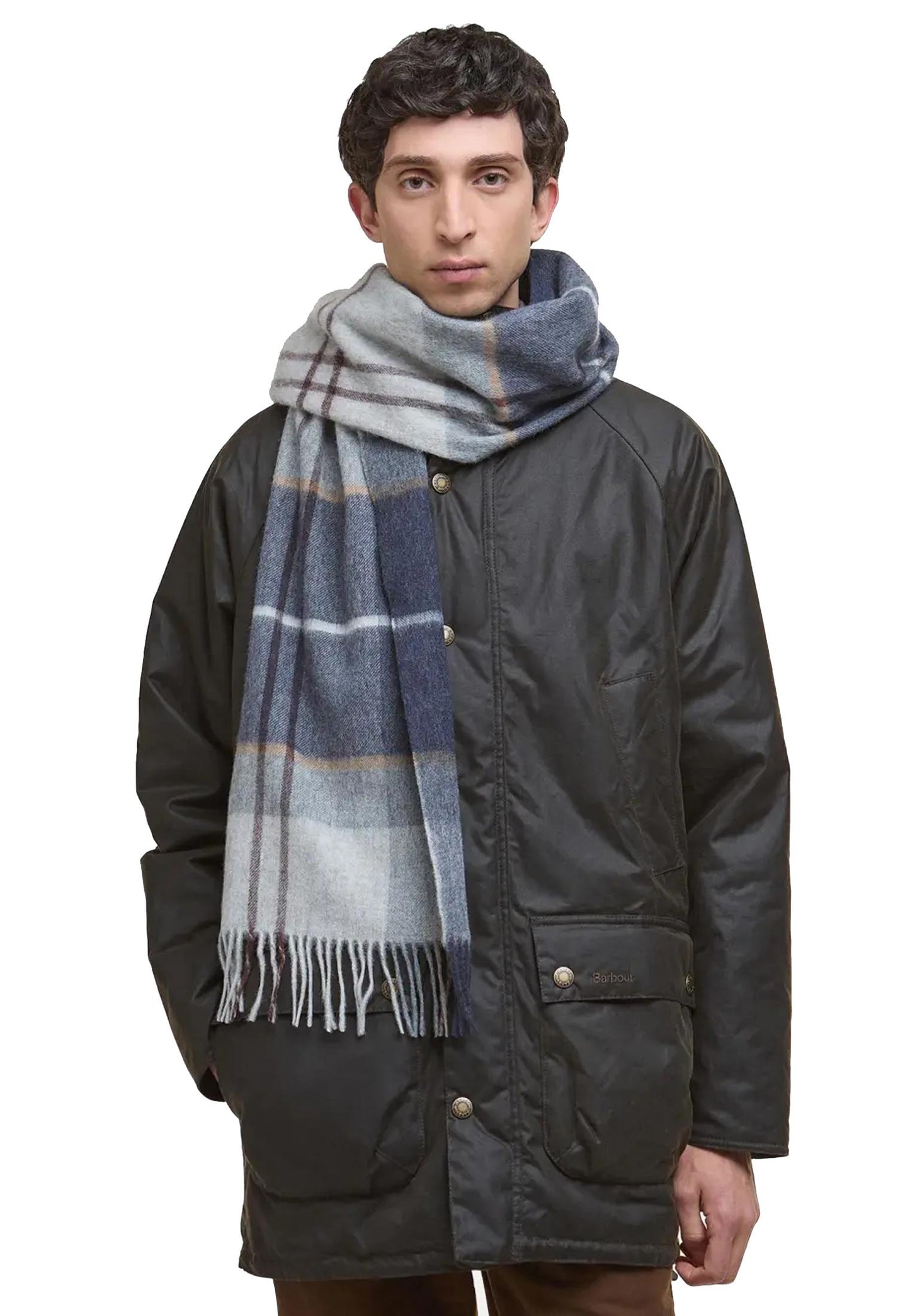 Sciarpa grigia tartan misto lana cashmere Carrbridge Barbour A25 252MUSC0373 TN38TN38 BARBOUR