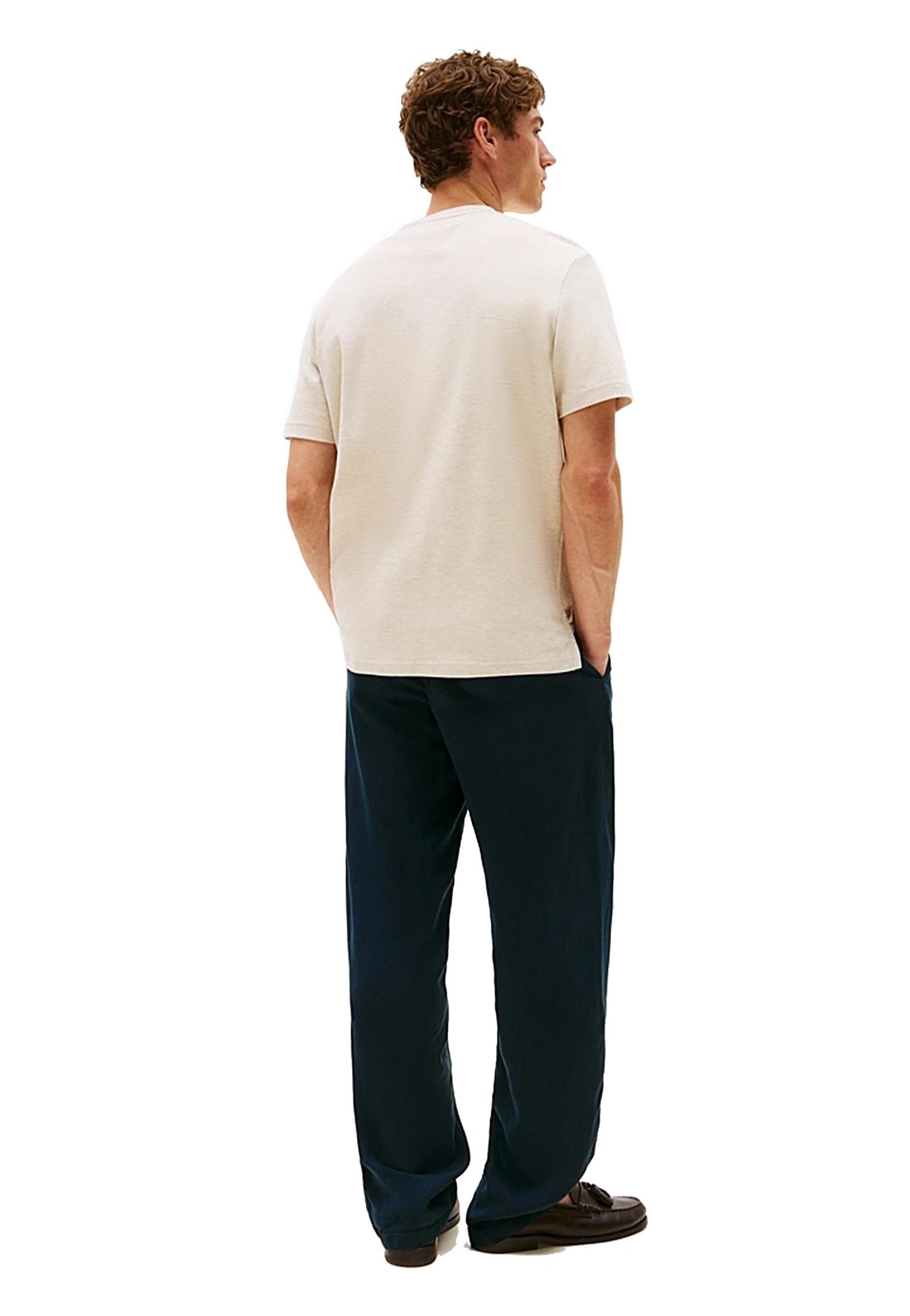 T-shirt girocollo cotone beige con taschino monogramma Tommy Hilfiger A25 MW0MW39365HGF HGFHGF TOMMY HILFIGER