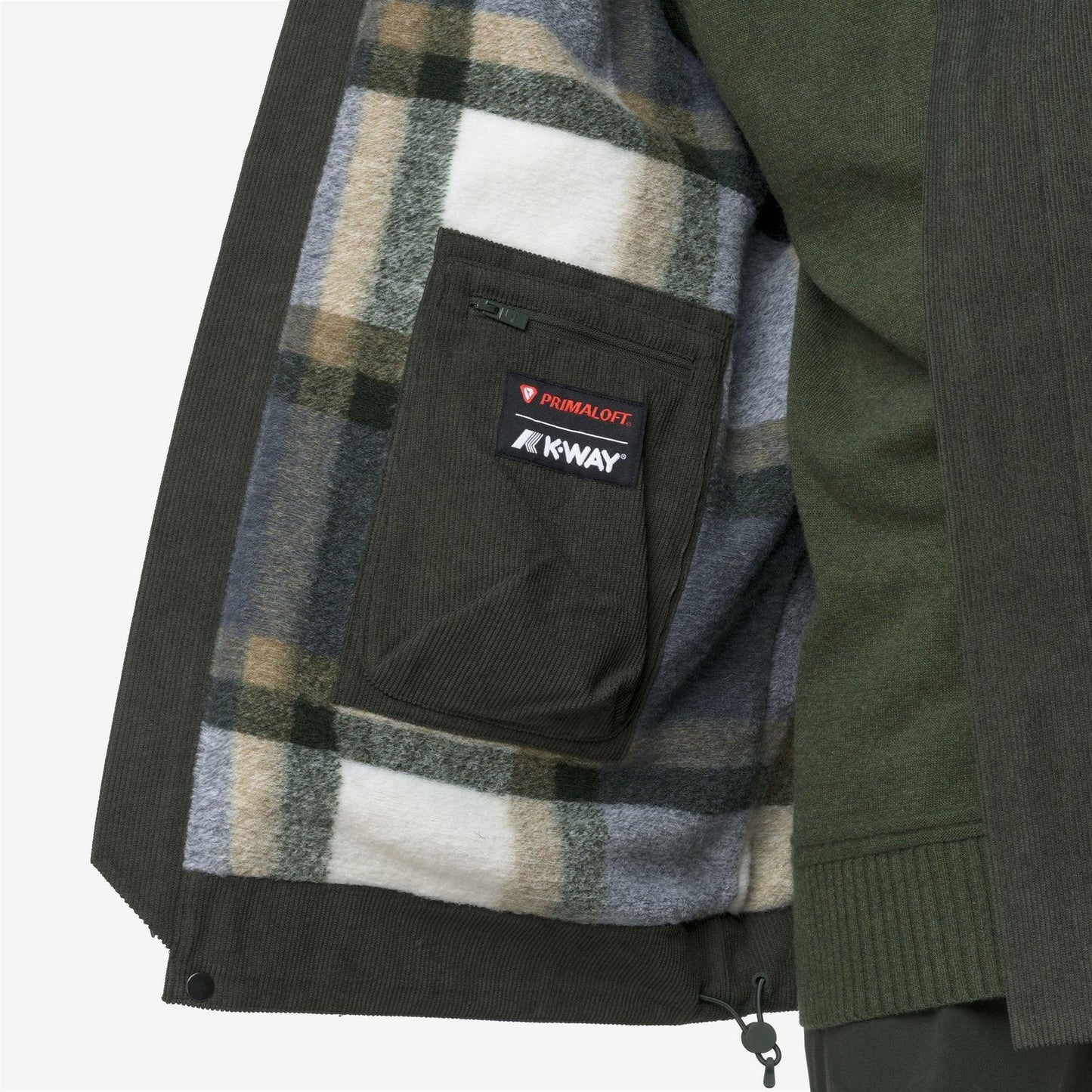 Giacca overshirt velluto a coste verde imbottita Shary Corduroy K-way A25 K7136BW B2FB2F K-WAY