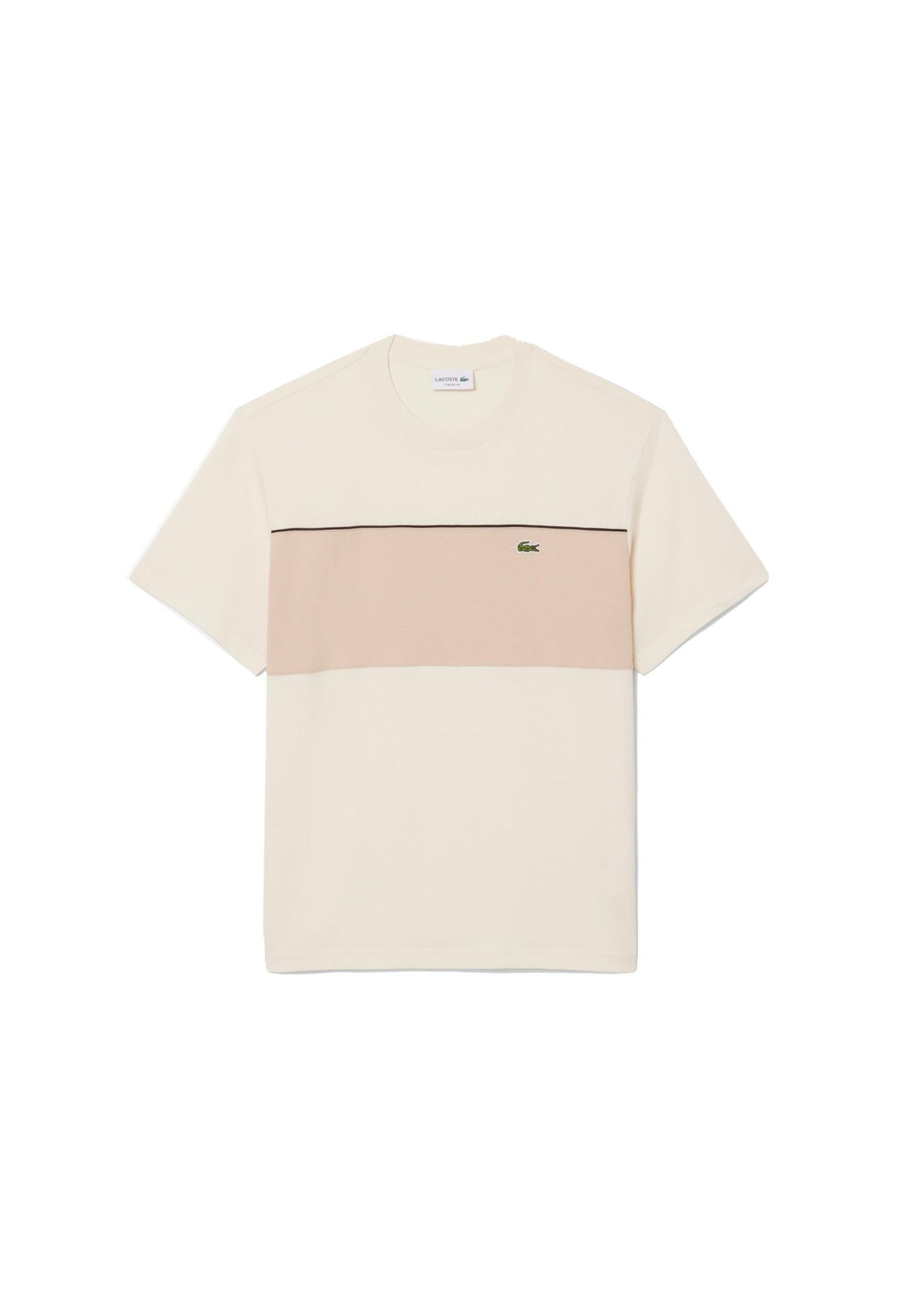 T-shirt girocollo beige color block cotone Lacoste P26 TH0896 3RR3RR LACOSTE