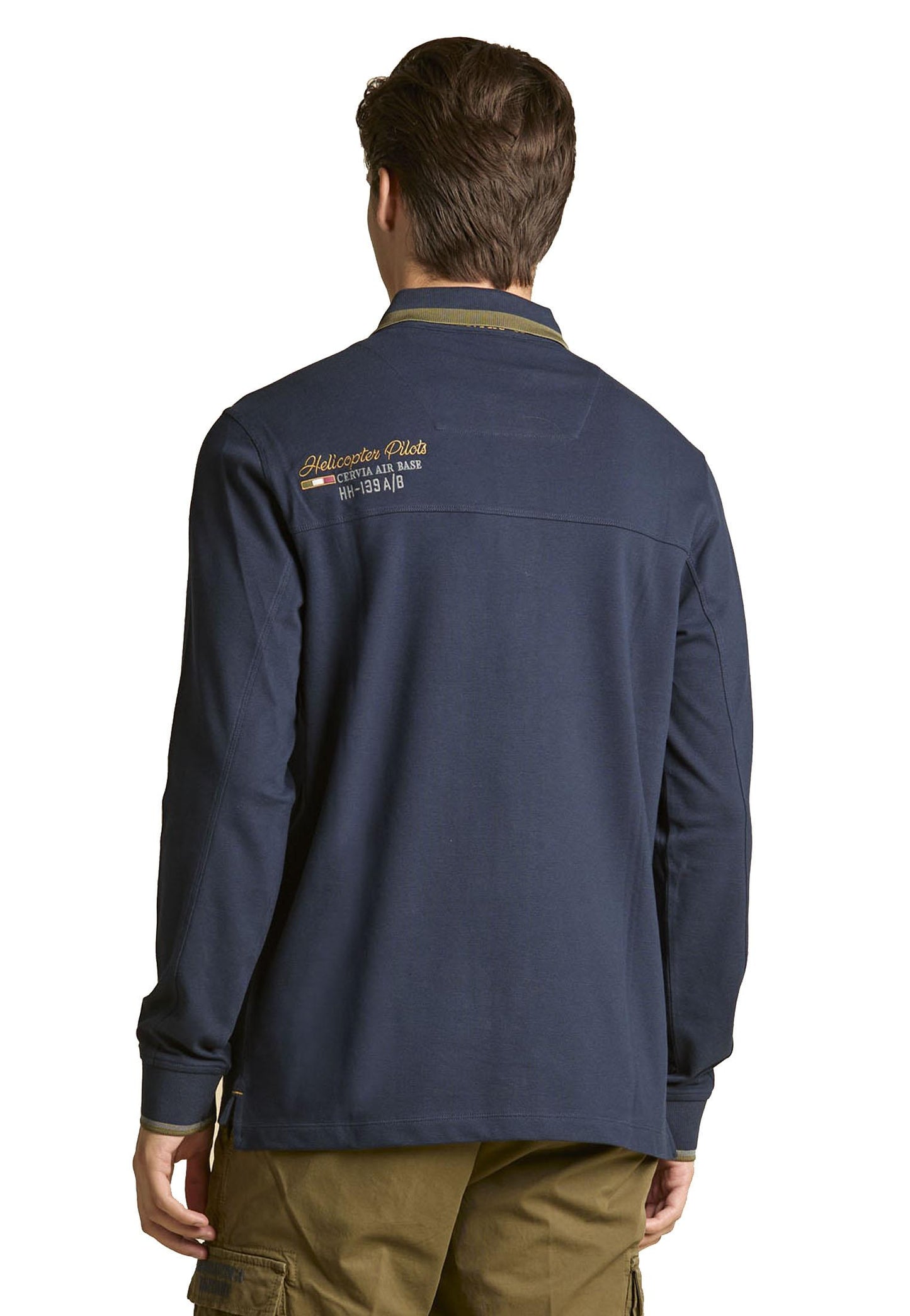 Polo blu manica lunga ricamata Aeronautica Militare A25 252PO1896UP00173 0818408184 AERONAUTICA MILITARE