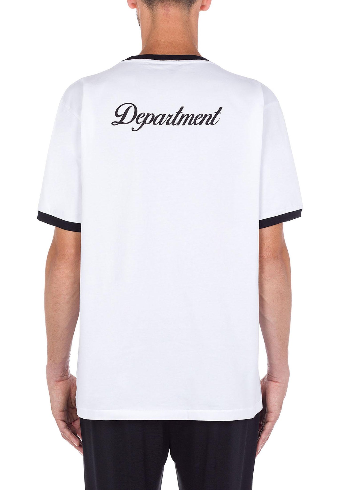 T-shirt bianca girocollo profili neri cotone Department Five P24