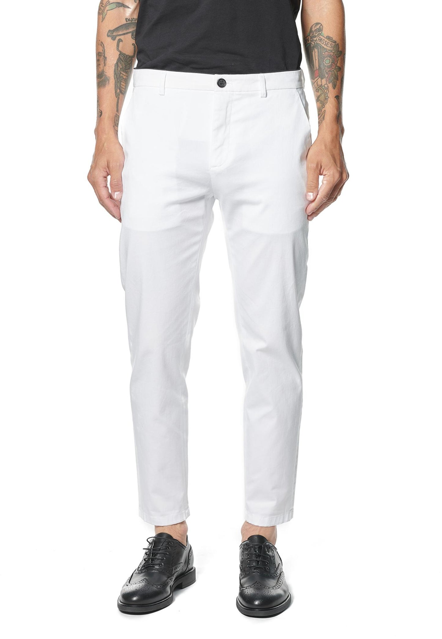 Prince Crop Department Five P24 white cotton chino trousers