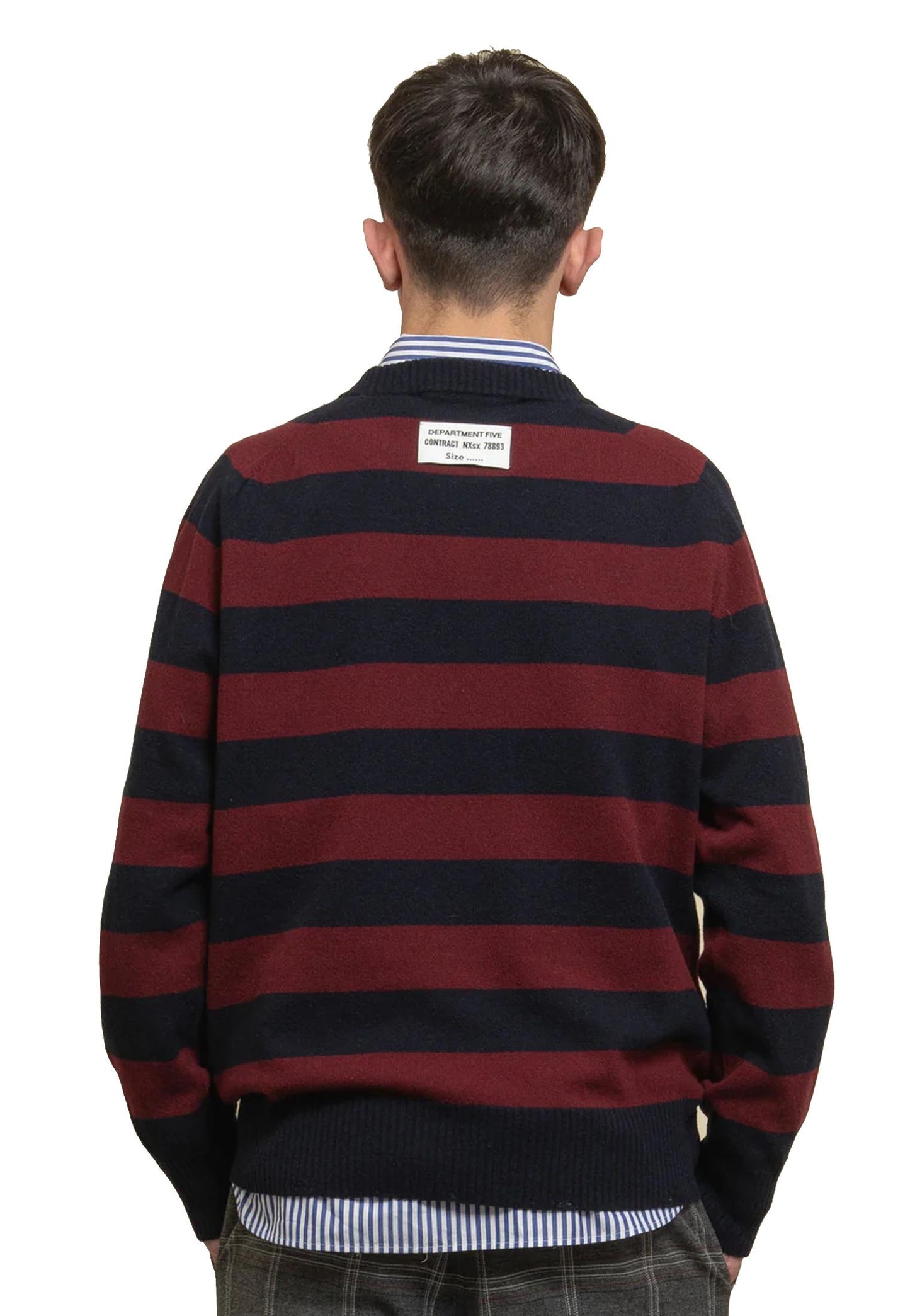 Maglione girocollo misto lana righe blu rosso Teer Department Five A25 UM073_51M_2MF0069_ 000R 465465 DEPARTMENT FIVE