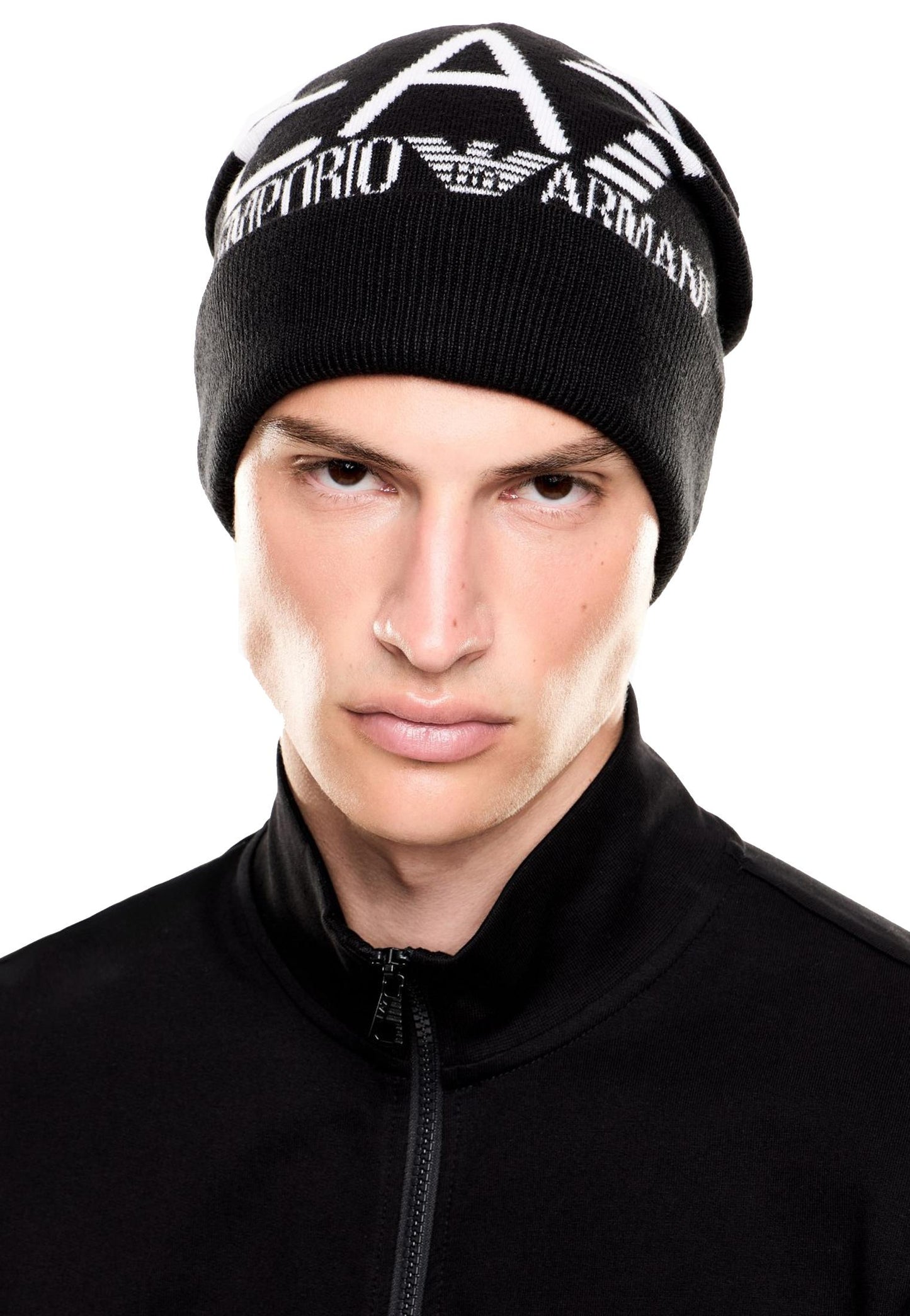 Berretto invernale nero Beanie Visibility EA7 Armani A25 7X000006 AF11994 MC008MC008 EA7