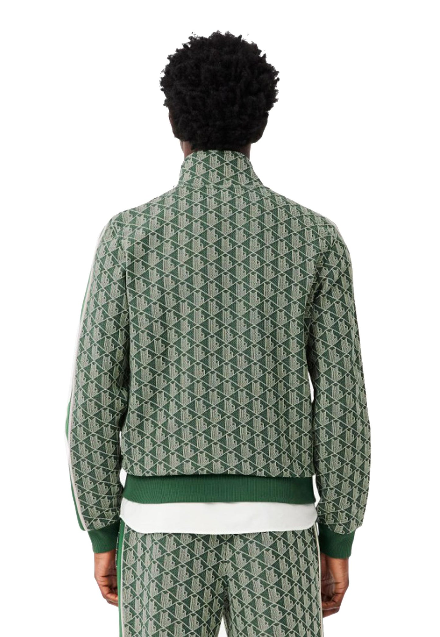 Felpa con zip tuta jacquard verde Lacoste A25 SH1368 D1RD1R LACOSTE