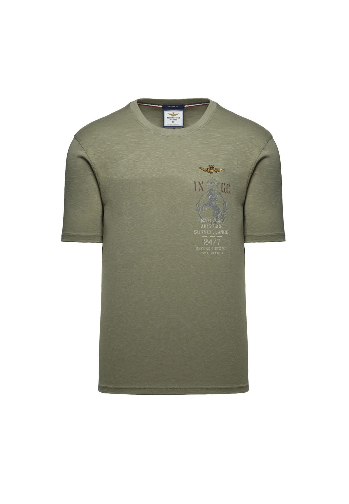 T-shirt verde girocollo IX Gruppo Caccia Aeronautica Militare P26 261TS2543UJ00686 0730407304 AERONAUTICA MILITARE