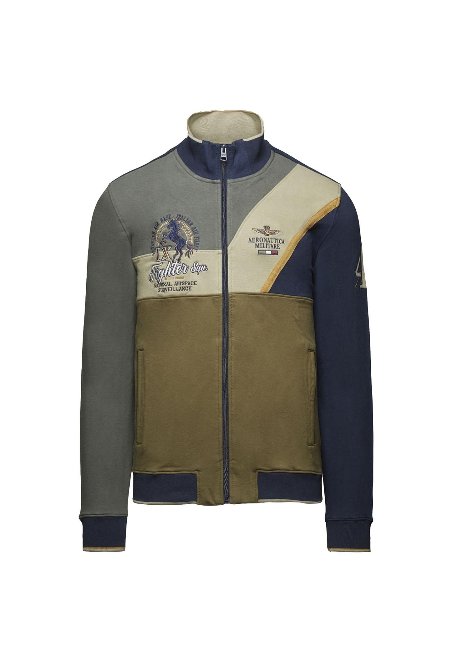 Felpa full-zip color-bloc cotone blu Aeronautica Militare A25 252FE2057UF00662 9468394683 AERONAUTICA MILITARE