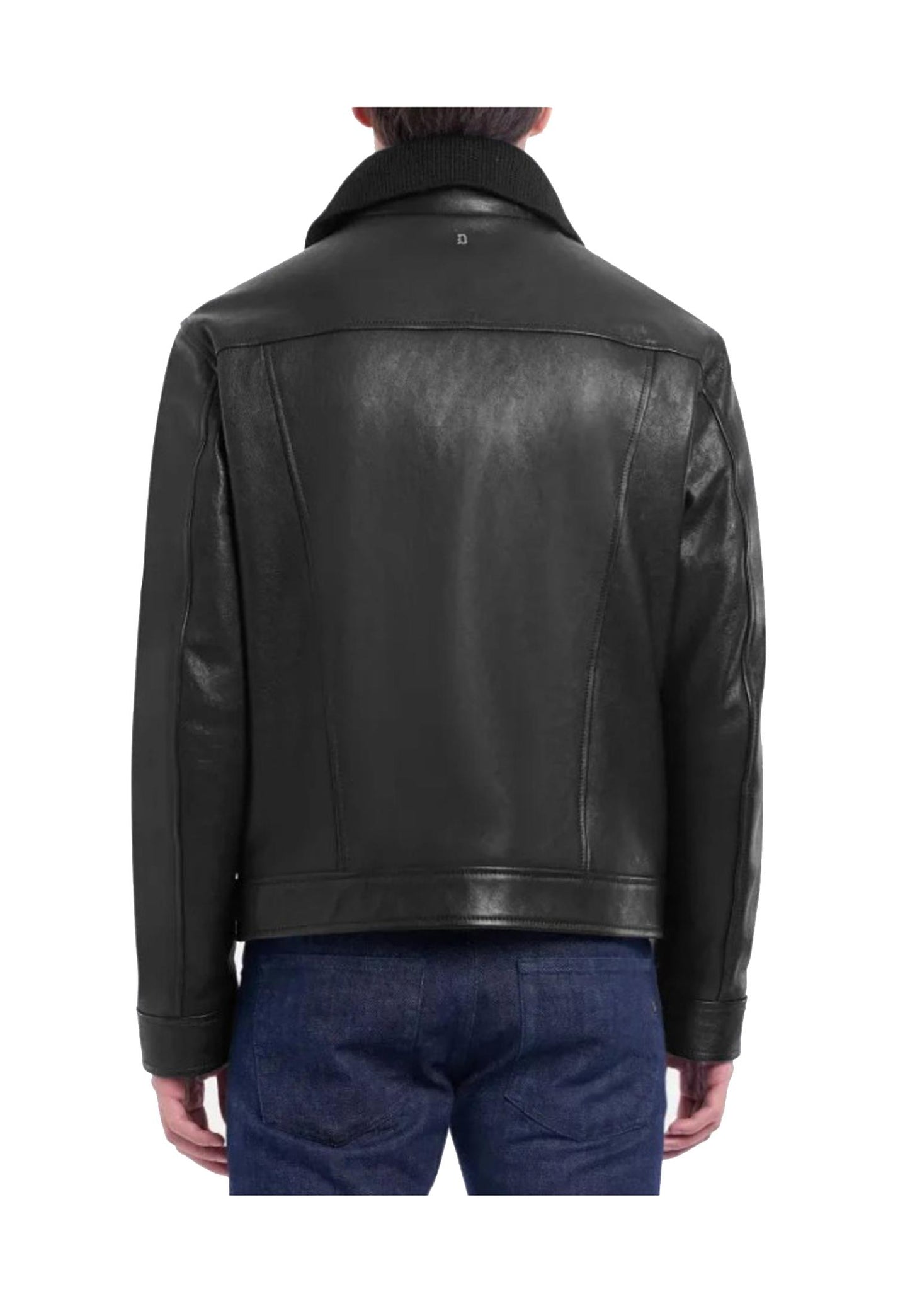 Giubbotto nero pelle aviatore con collo a camicia con zip Dondup A25 UJ976 PL0392U XXX999 DONDUP