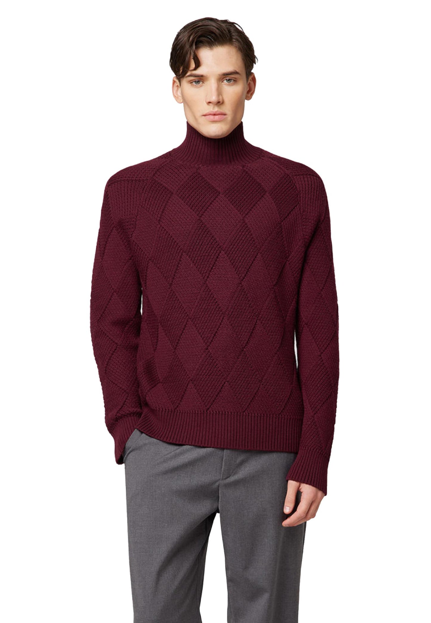 Maglia lupetto bordeaux lana merinos Alpha Studio A25 AU-3082H 10091009 ALPHA