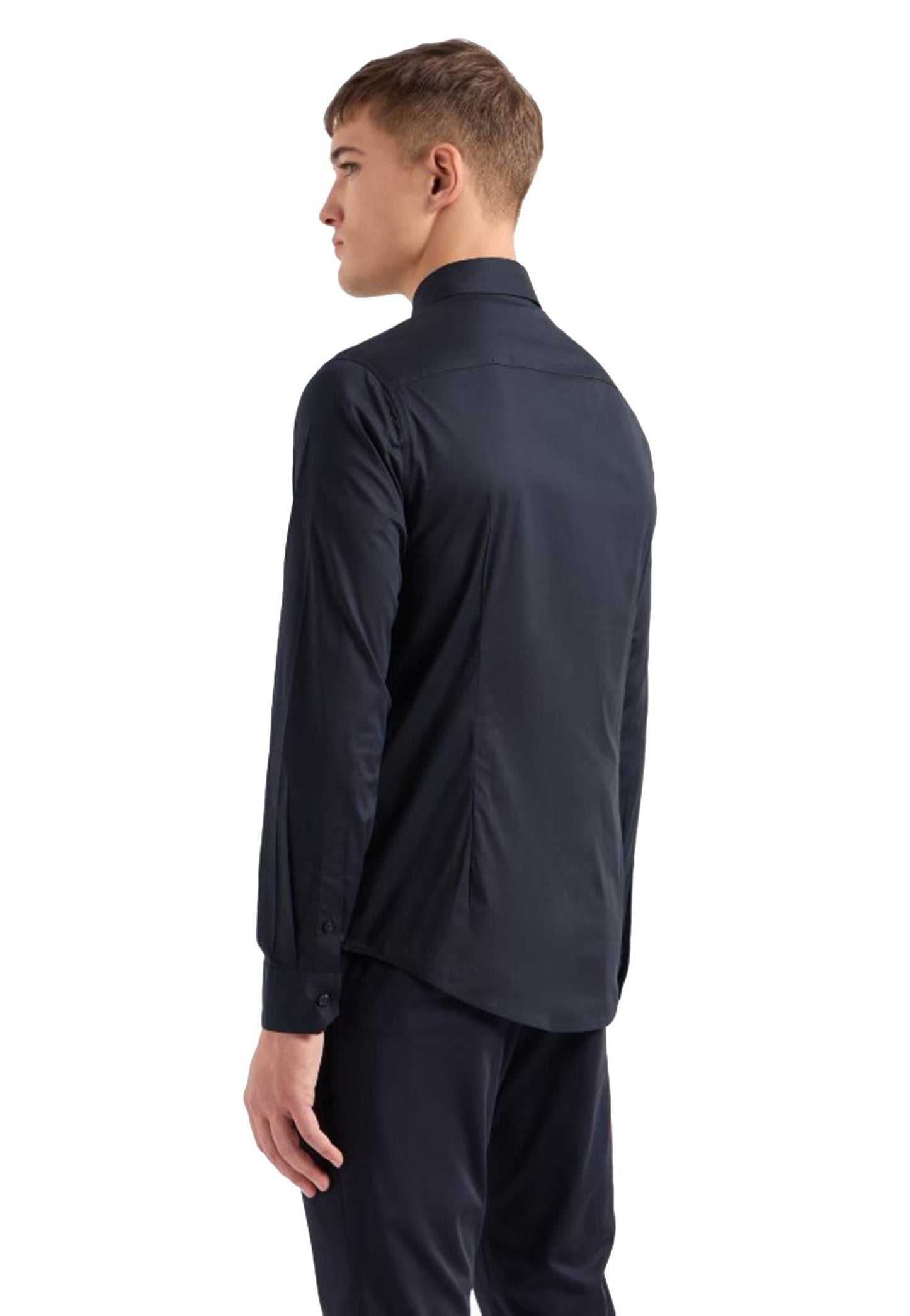 Camicia blu navy slim fit popelin stretch cotone Armani Exchange P25