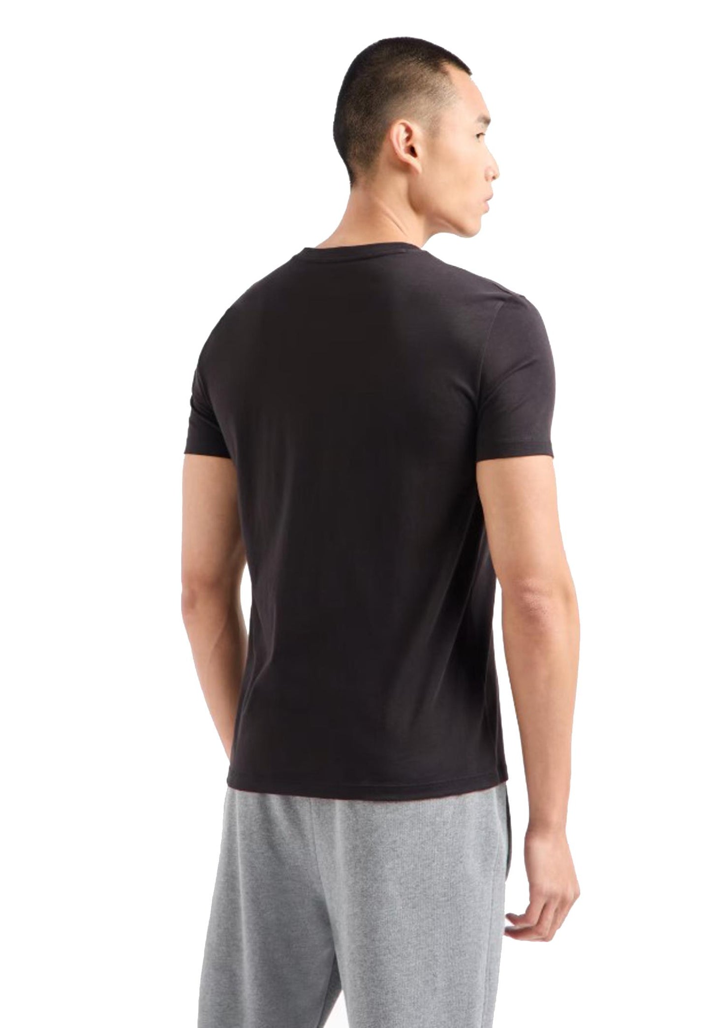 T-shirt nera scollo v cotone Armani Exchange P25