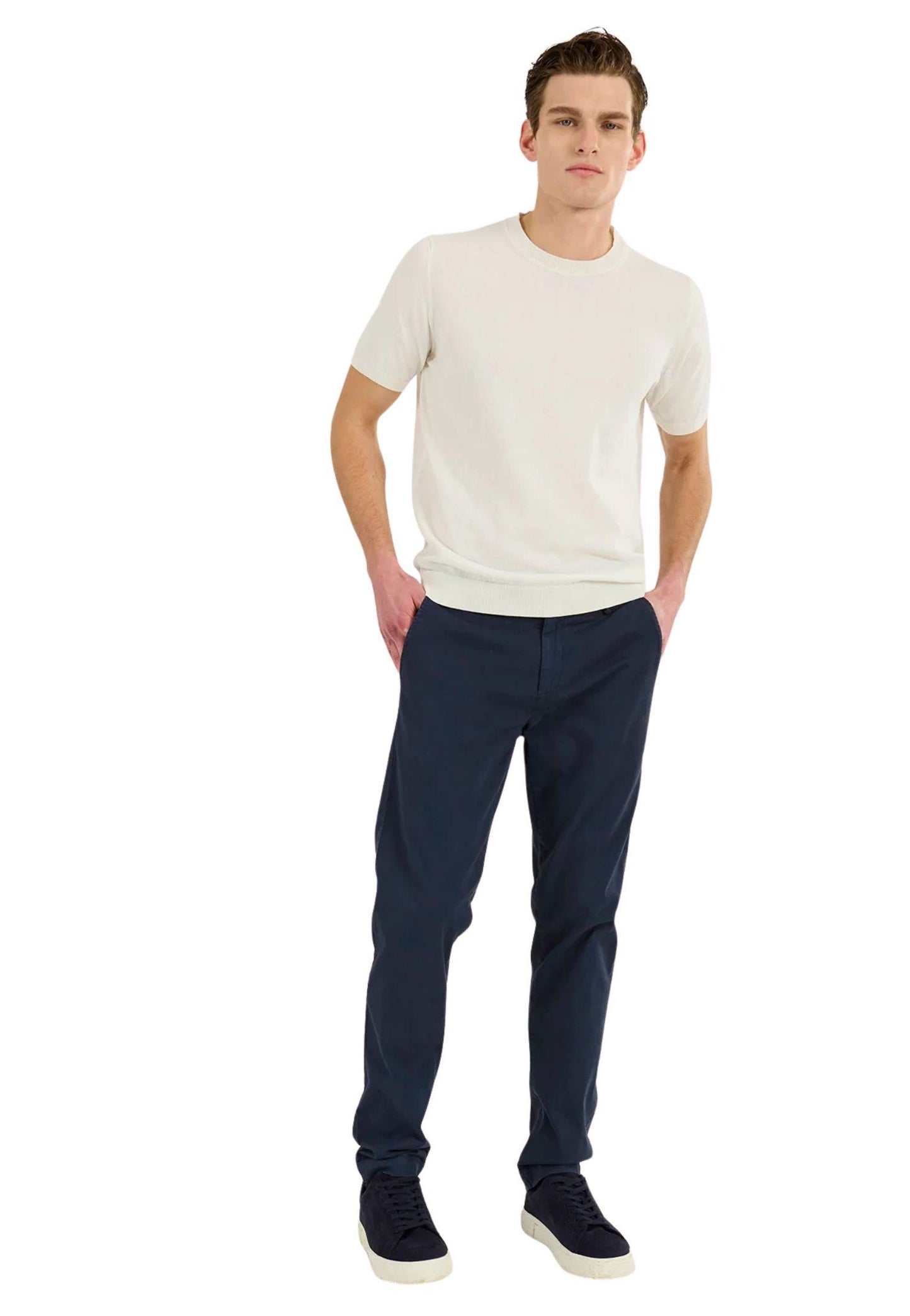 Maglia girocollo punto mosso bianco Bellwood P25