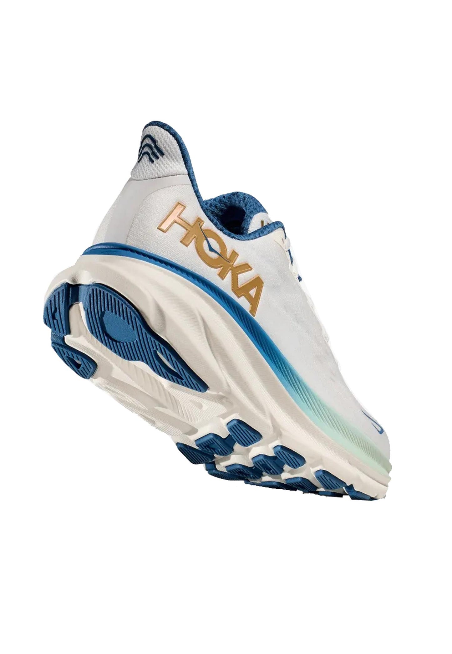 Scarpe sneakers da corsa uomo bianche e blu Clifton 9 Hoka A24