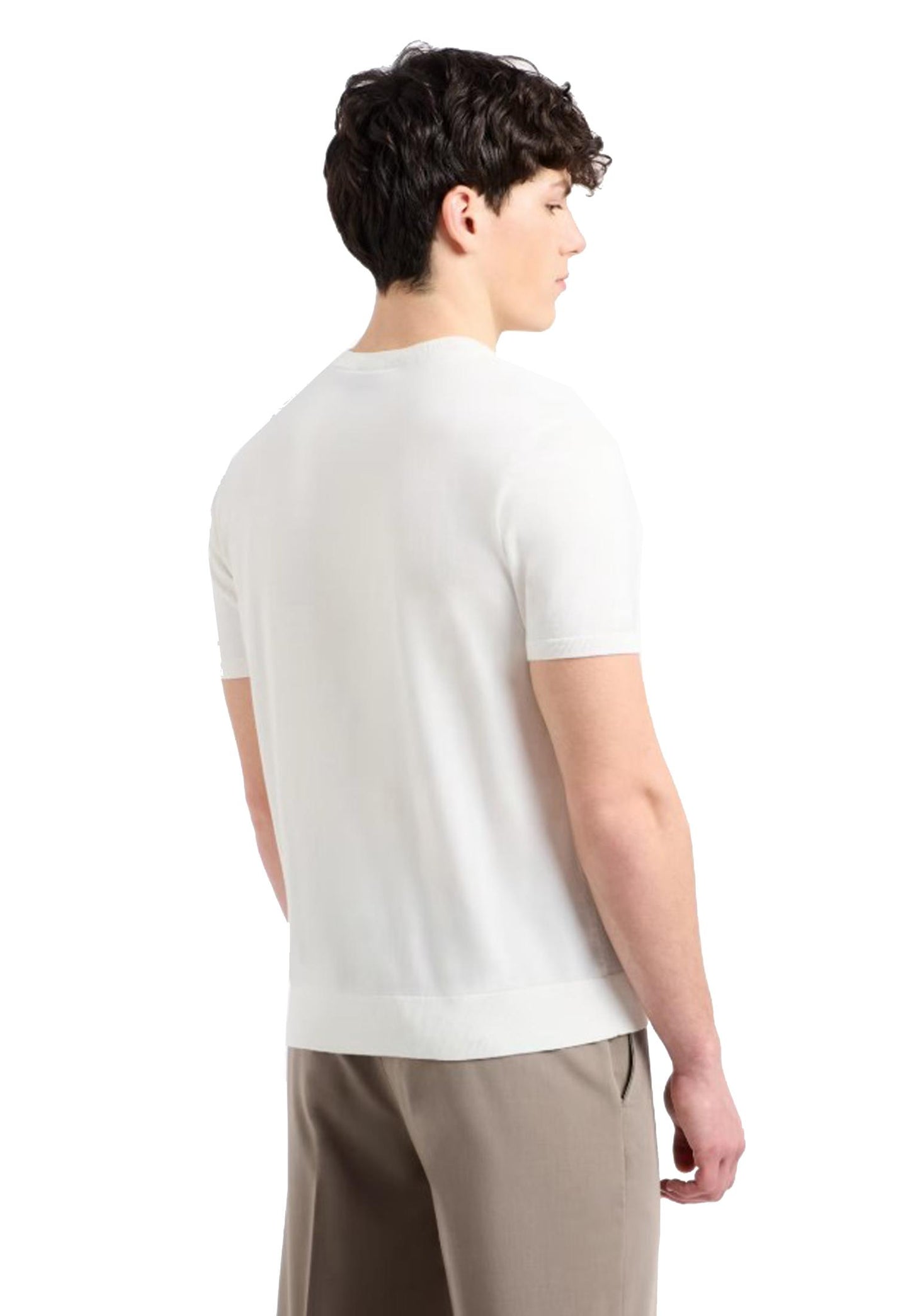 T-shirt cotone girocollo in maglia bianca maniche corte Armani Exchange P25 8NZM5CZM3JZ 11161116 ARMANI EXCHANGE