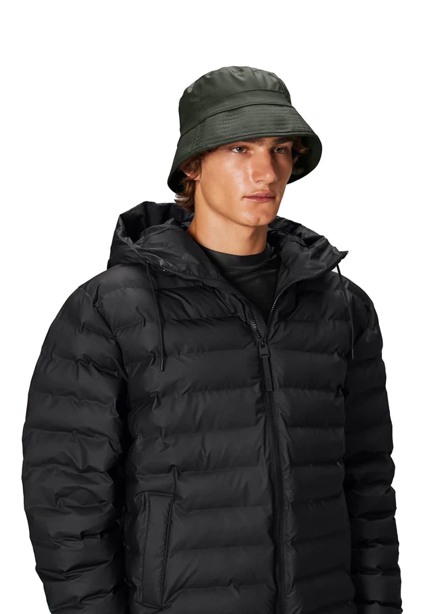 Cappello pescatora verde Bucket hat impermeabile Rains P24