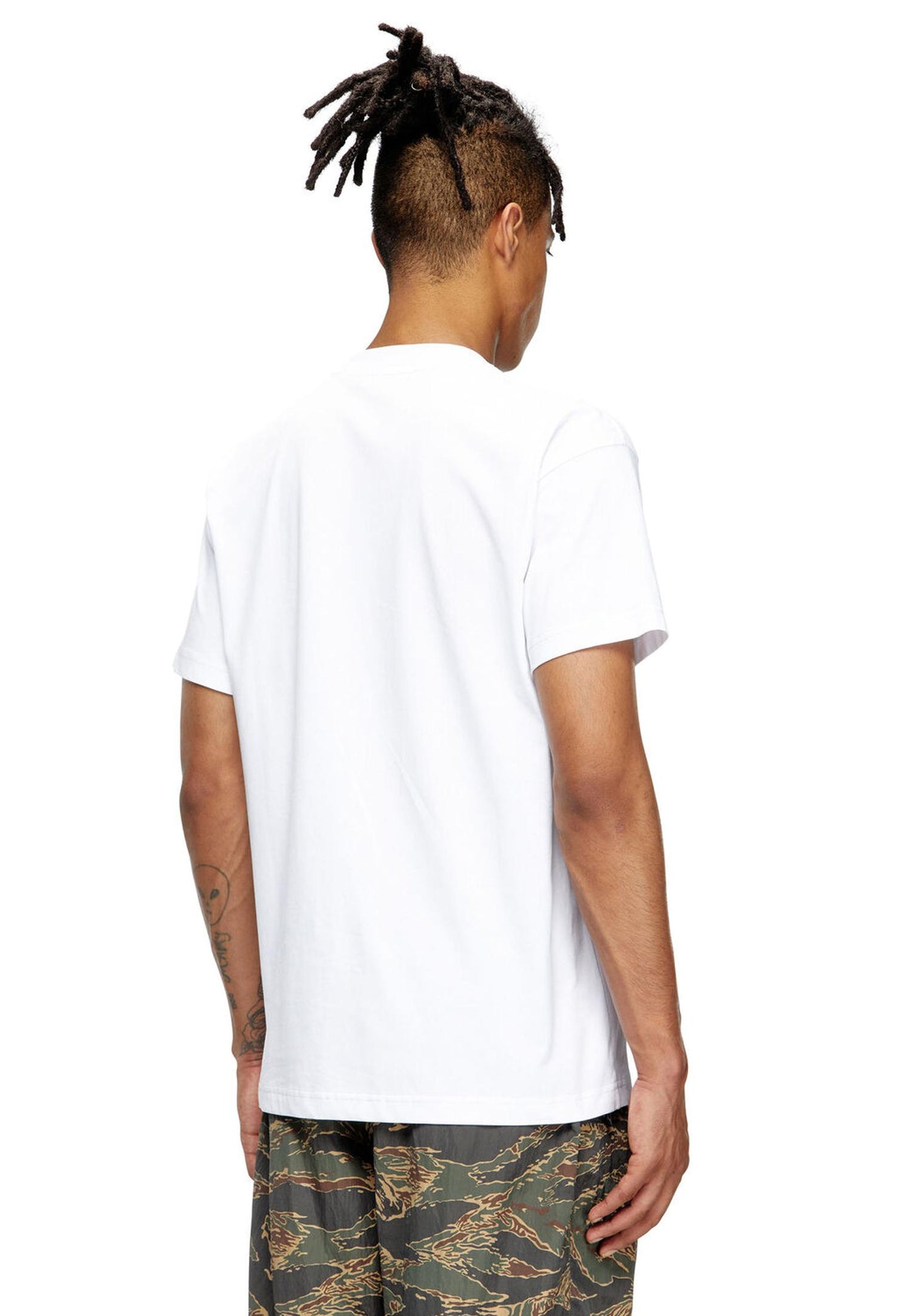 T-shirt girocollo bianca logo Oval D Diesel A25 A19571-0PLAT 100100 DIESEL