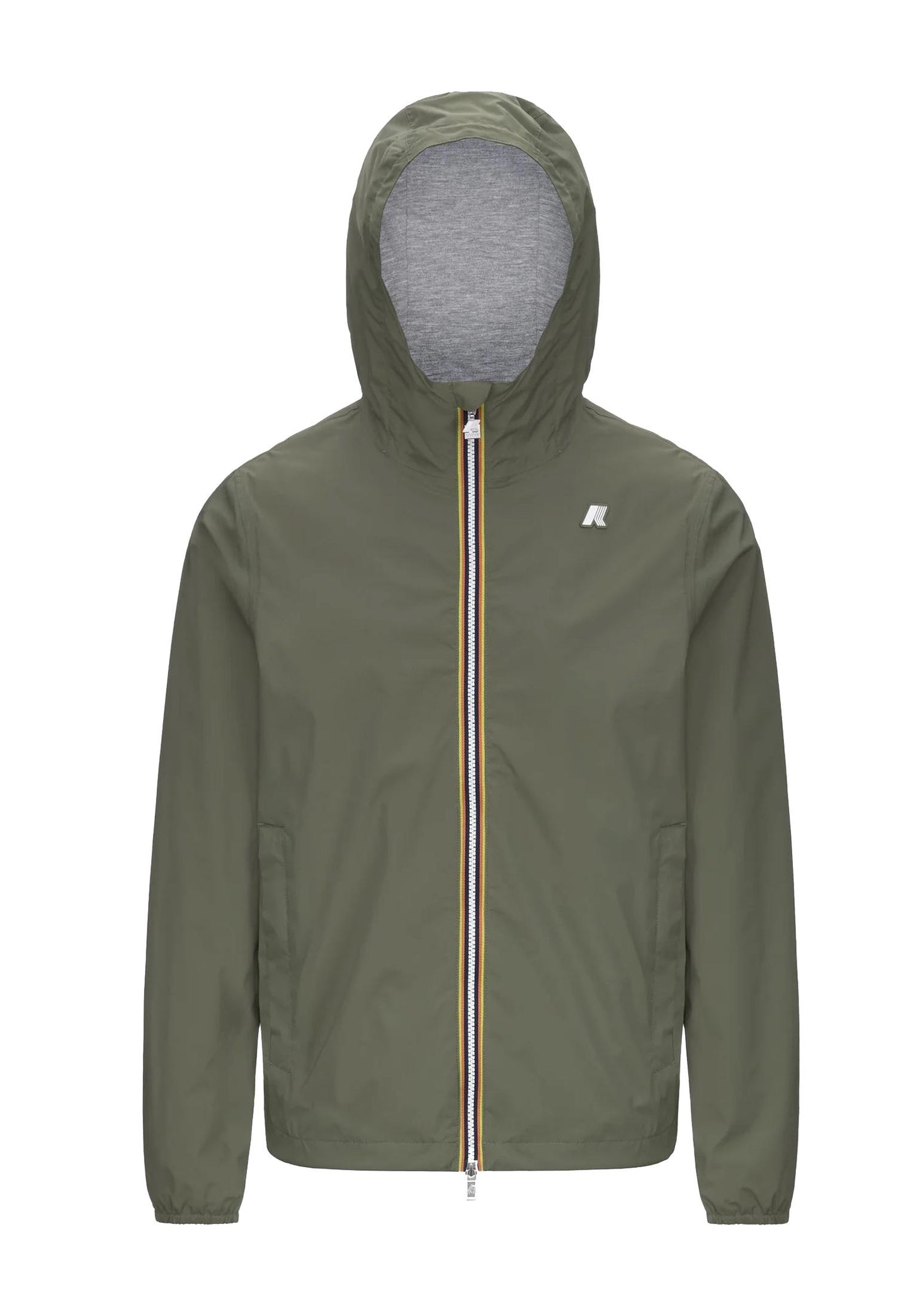 Giacca leggera con cappuccio antivento antipioggia verde K-Way P26 K3123UW V15V15 K-WAY