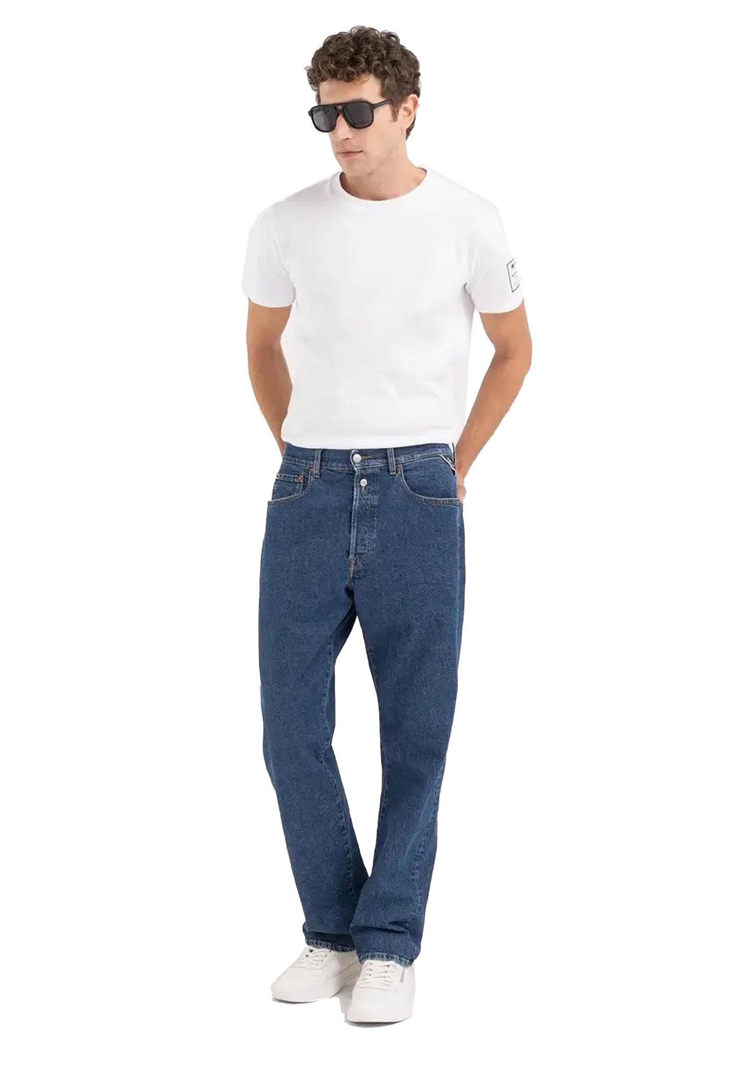 Pantaloni jeans blu straight fit M9Z1 Replay A25 M9Z1 .000.759 52D 007007 REPLAY