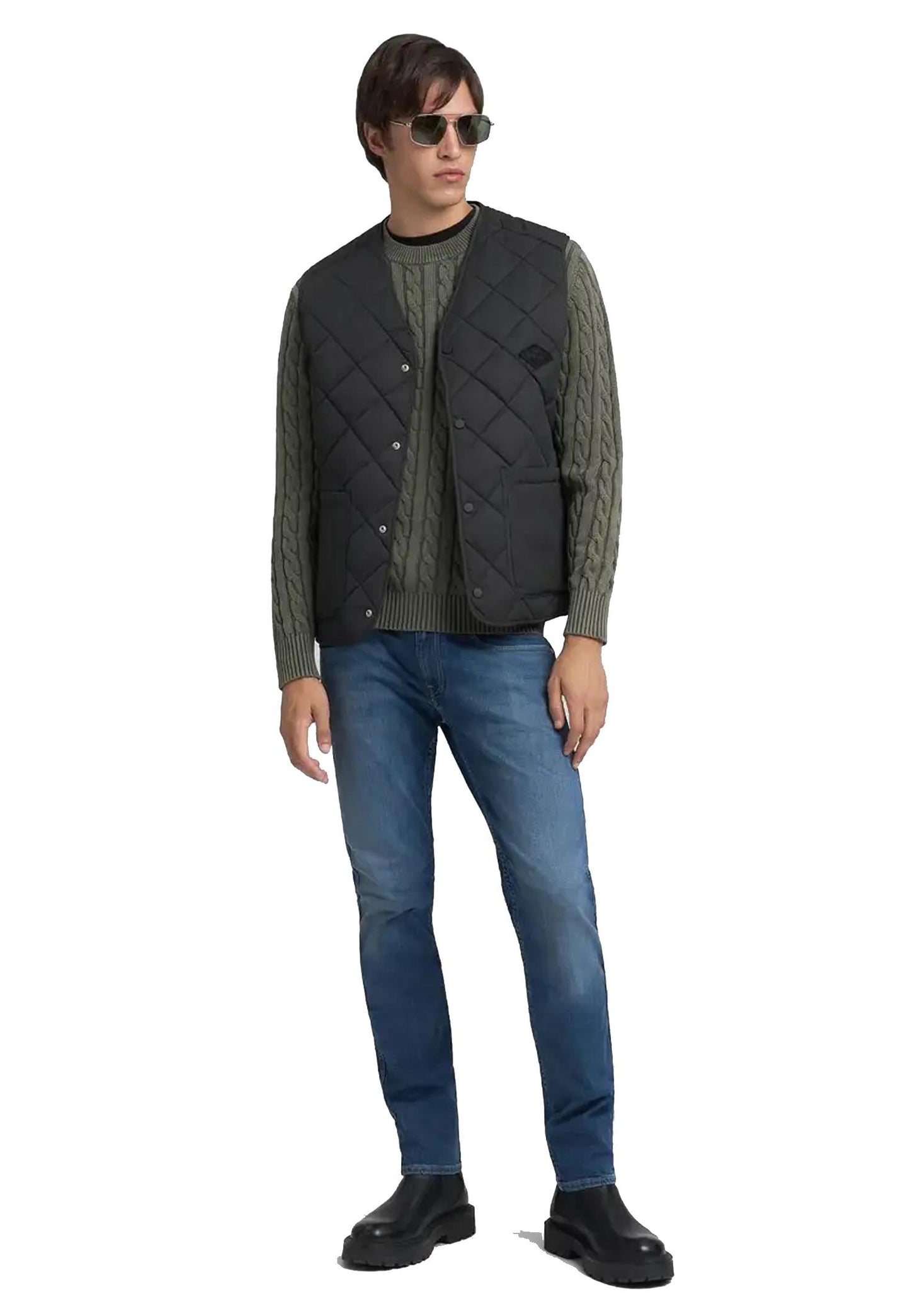 Gilet smanicato imbottito trapuntato nero regular fit Replay A25 M8474 .000.85312 098098 REPLAY