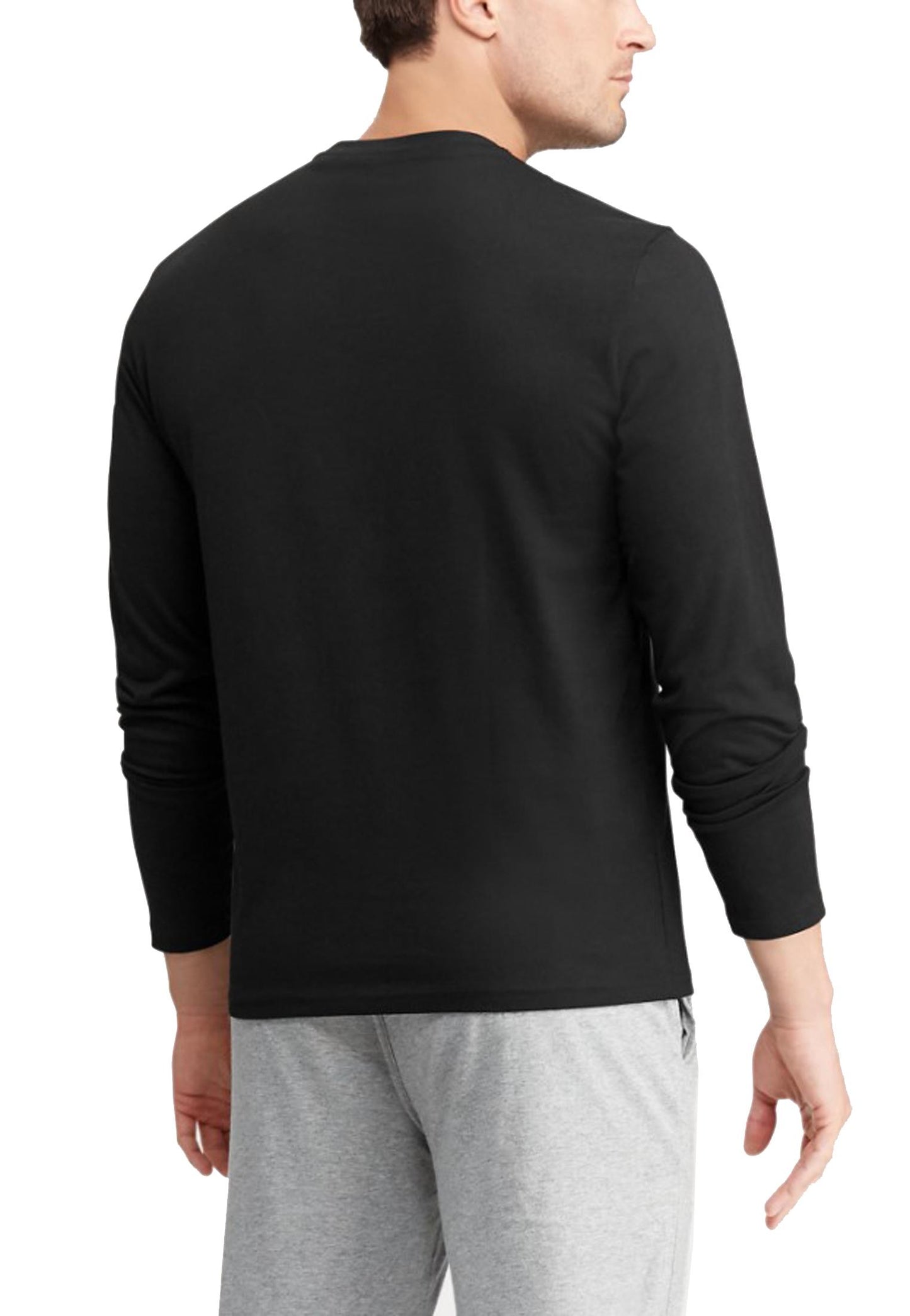 T-shirt manica lunga intima da notte cotone nera girocollo Polo Ralph Lauren P25