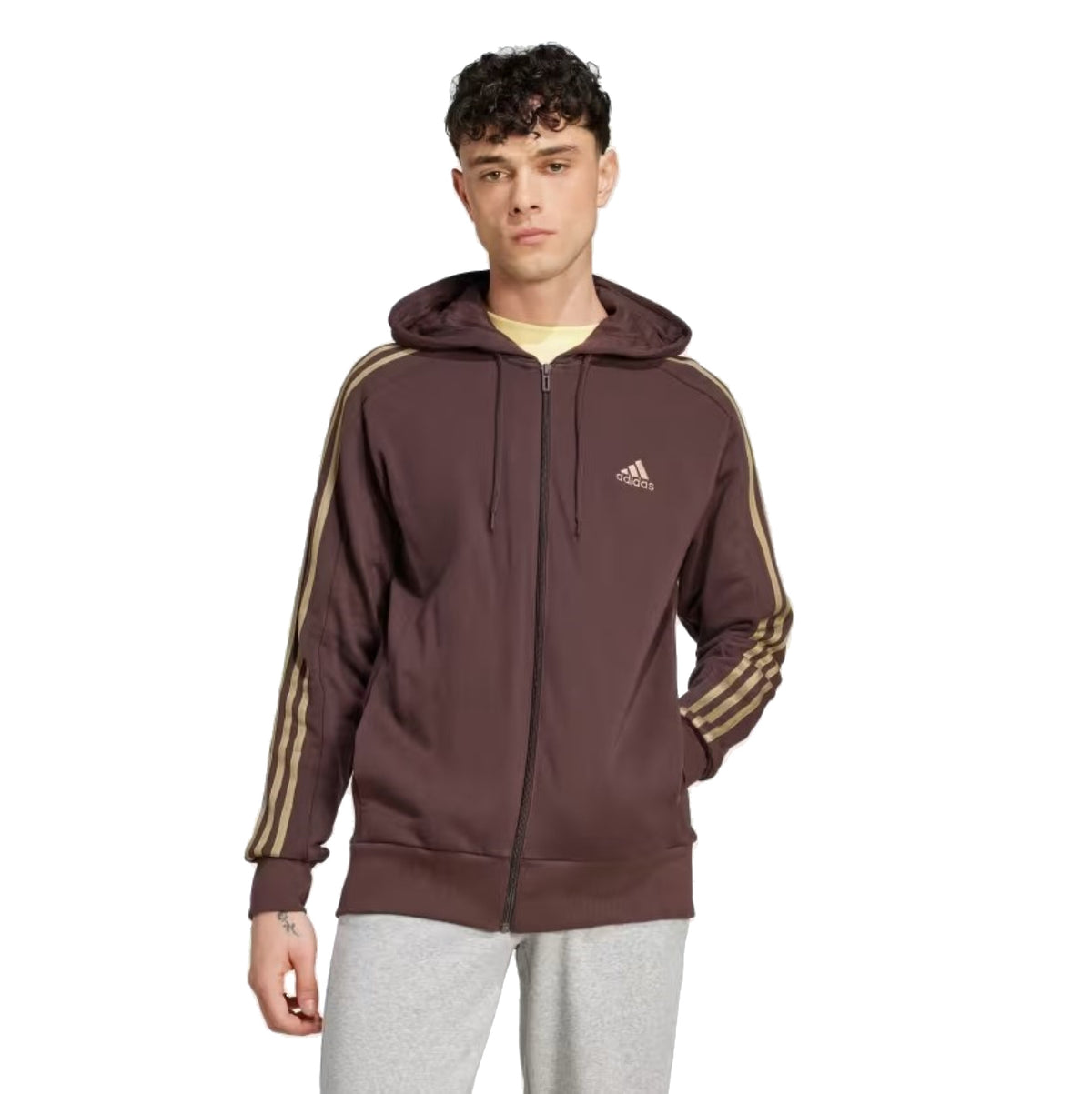 Felpa con cappuccio uomo marrone Adidas A24 IX0175 / ADIDAS 