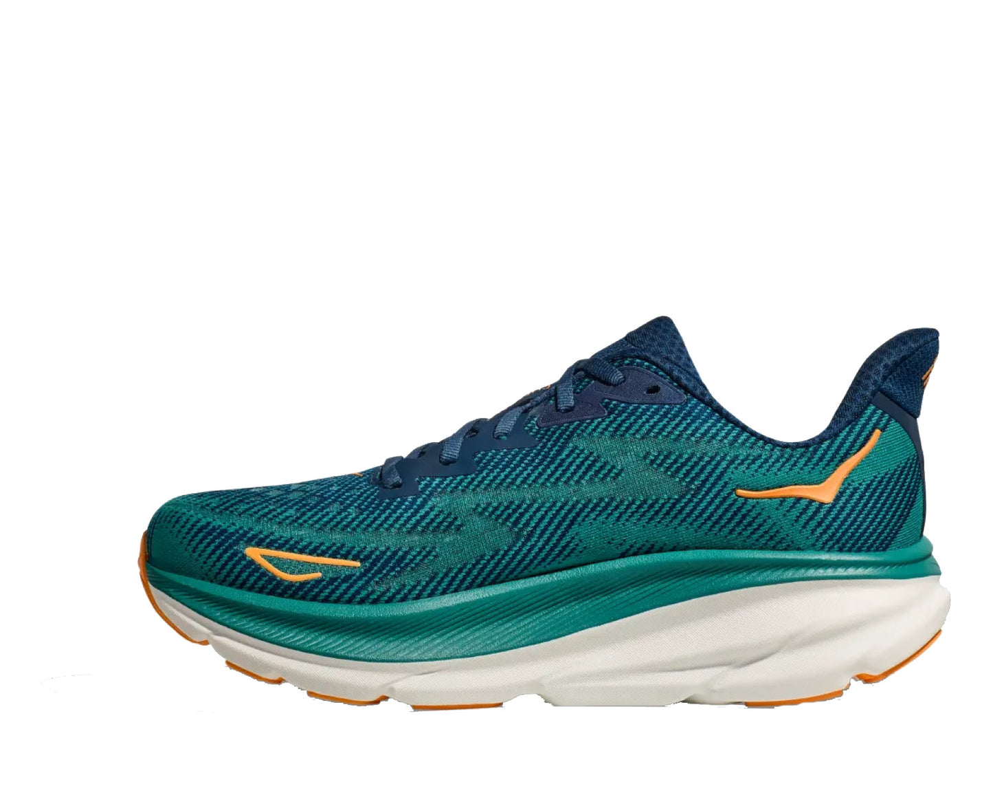 Scarpe sneakers da corsa uomo verde acqua/bianche/arancioni Clifton 9 Hoka A24 1127895 CLIFTON 9 MCNMCN HOKA 