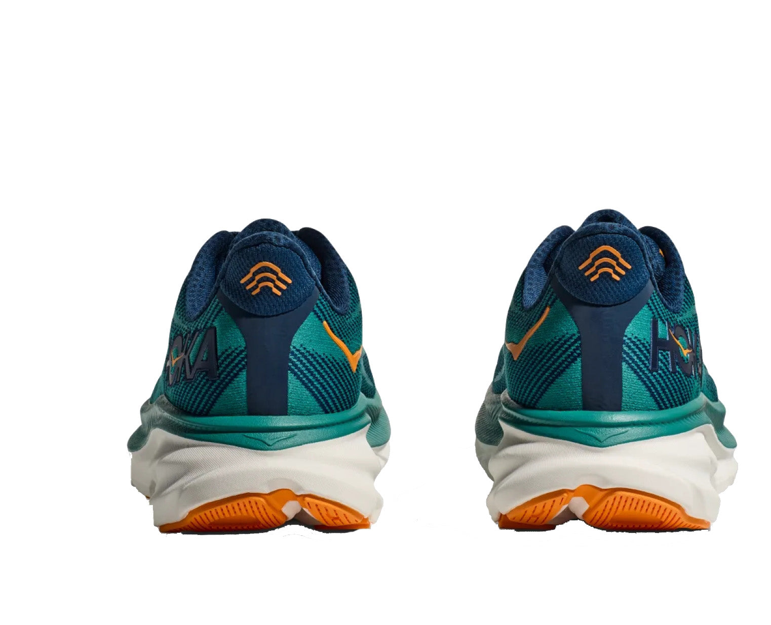 Scarpe sneakers da corsa uomo verde acqua/bianche/arancioni Clifton 9 Hoka A24 1127895 CLIFTON 9 MCNMCN HOKA 