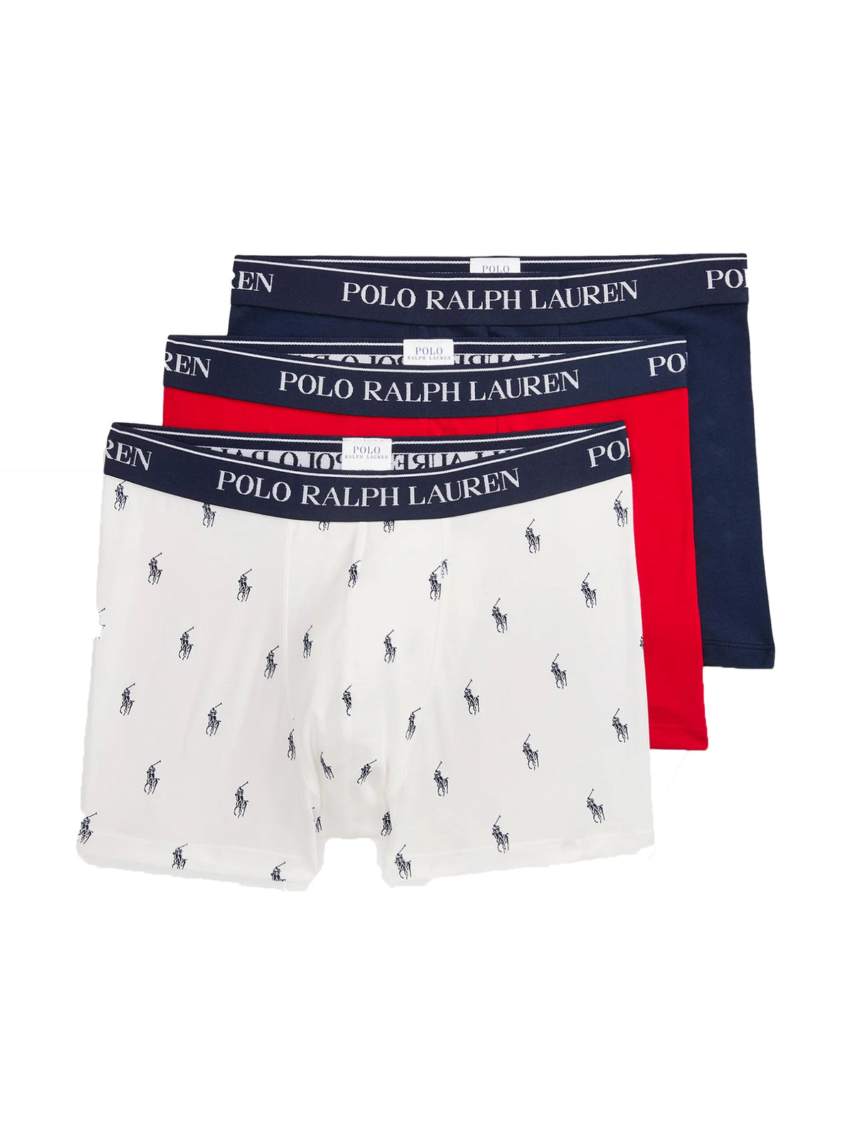 Set di 3 boxer multicolore bianco/rosso/blu scuro Polo Ralph Lauren A24 714830299125 / POLO RALPH LAUREN 
