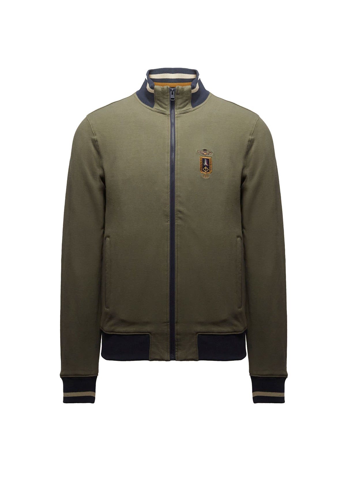 Felpa full zip verde cotone Frecce Tricolori Aeronautica Militare A26 262FE2089UF00662 0730907309 AERONAUTICA MILITARE 
