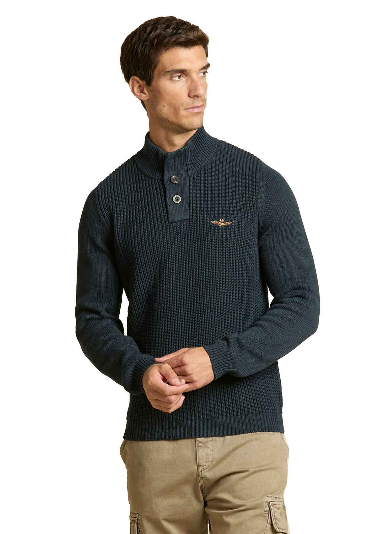 Maglia blu cotone con bottoni Aeronautica Militare A26 262MA1572UL00409 0818408184 AERONAUTICA MILITARE 