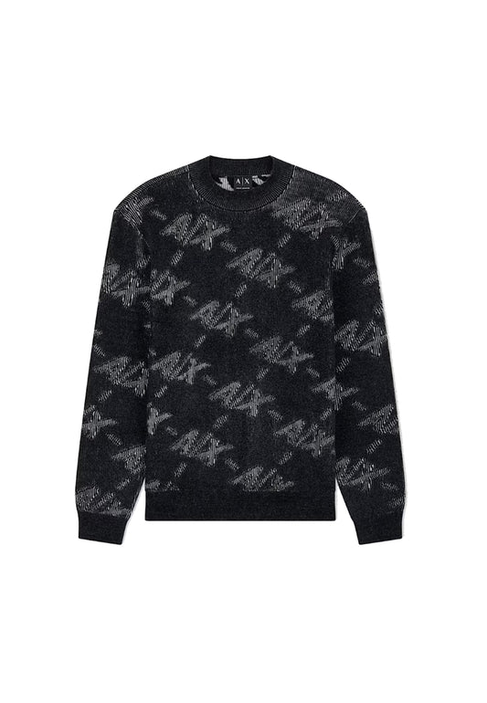 Felpa girocollo nera monogramma all over Armani Exchange A26 XM002992 AF16916 FC357FC357 ARMANI EXCHANGE 