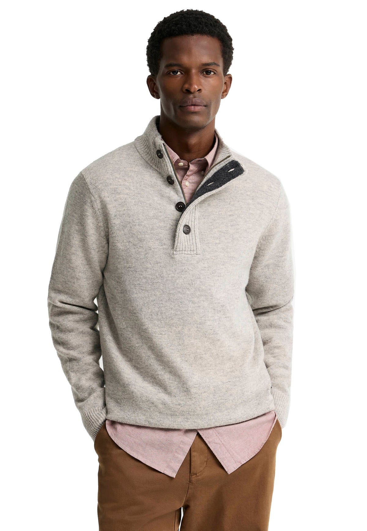 Maglione collo con bottoni grigio lana Barbour A26 262MMKN0585 GY31GY31 BARBOUR 