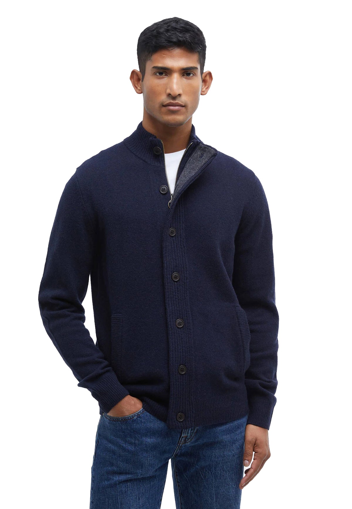 Maglione blu lana full zip e bottoni Barbour A26 262MMKN0731 NY91NY91 BARBOUR 