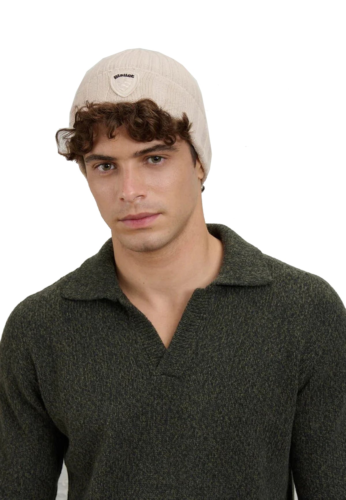 Berretto bianco misto lana a costina Blauer A26 26WBLUA05556 129129 BLAUER 