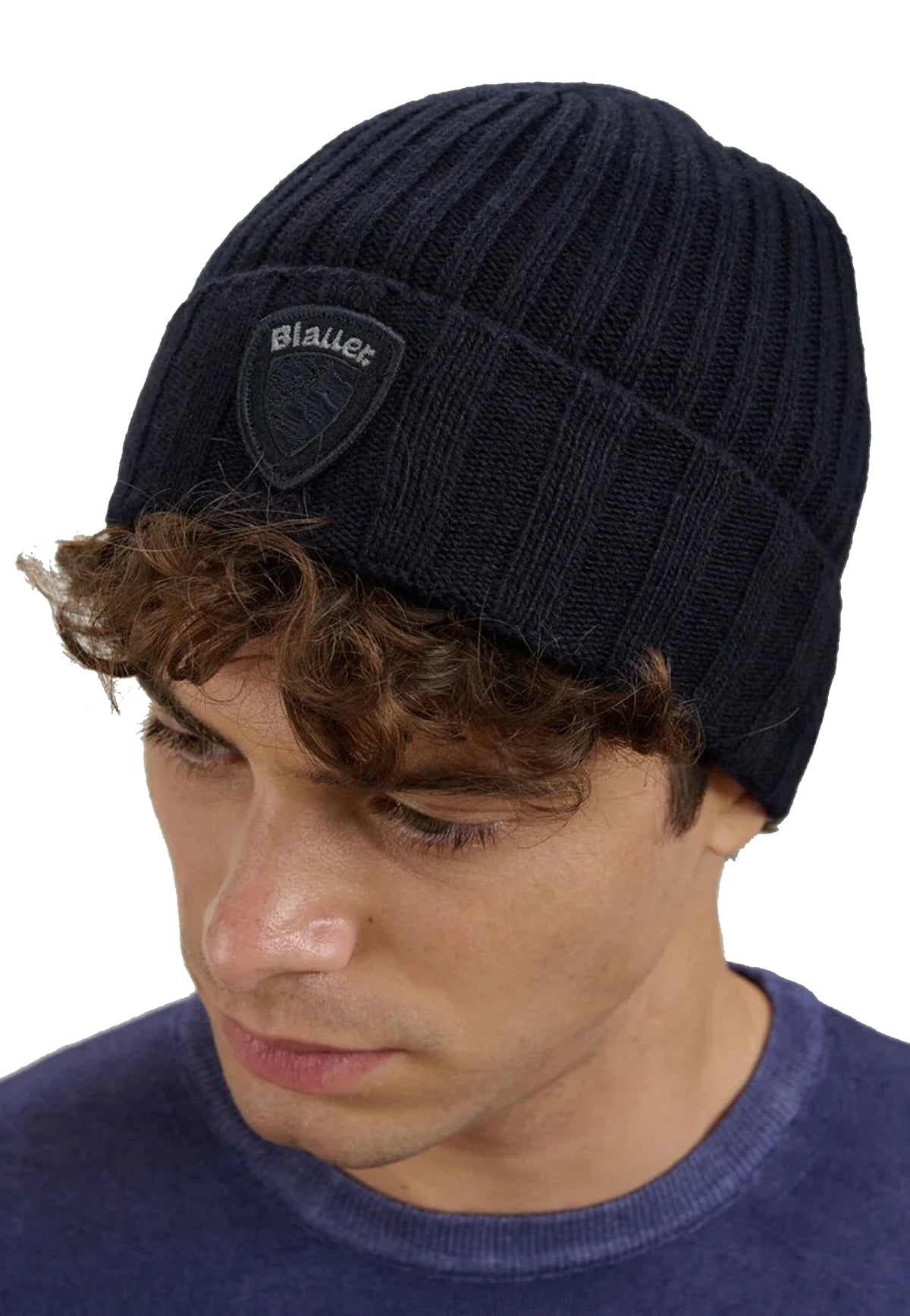 Berretto blu misto lana a costina Blauer A26 26WBLUA05556 888888 BLAUER 