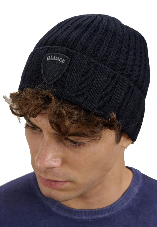Berretto blu misto lana a costina Blauer A26 26WBLUA05556 888888 BLAUER 