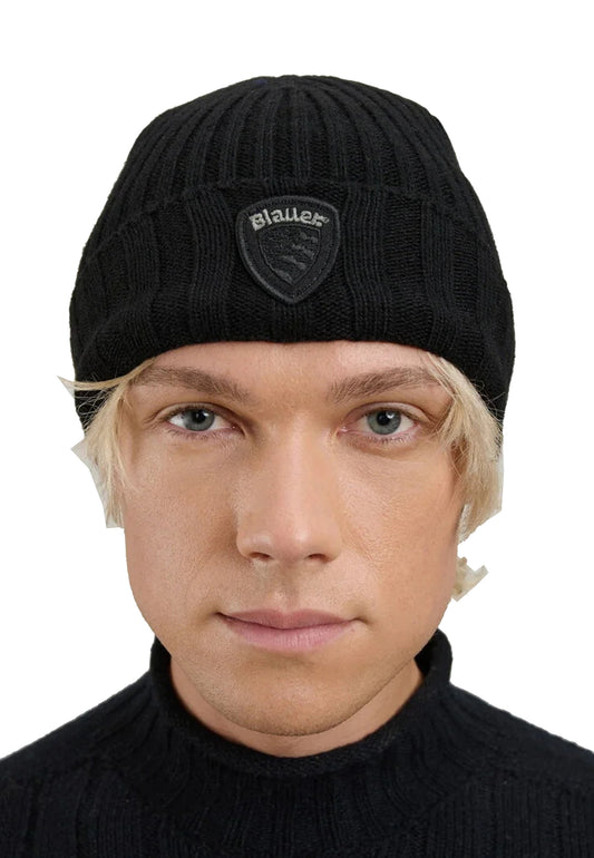 Berretto nero misto lana a costina Blauer A26 26WBLUA05556 999999 BLAUER 