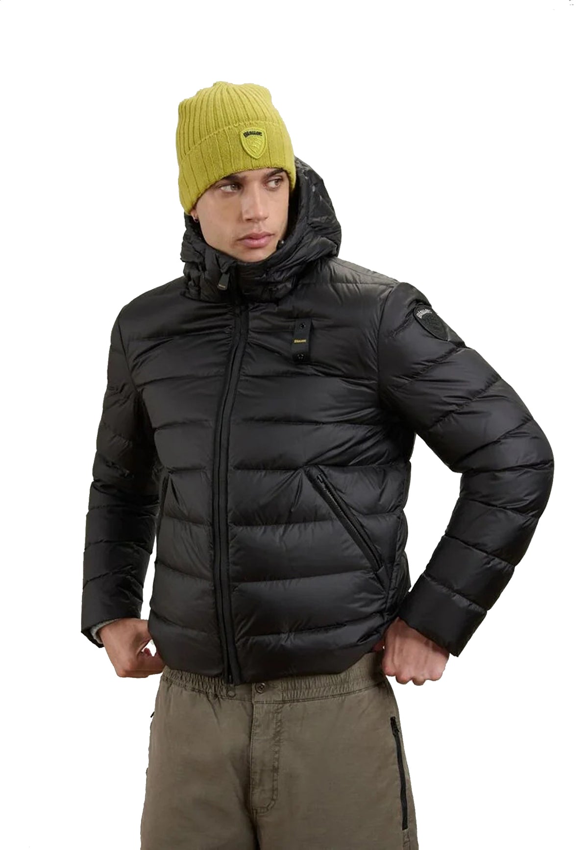 Giubbino Piumino nero trapuntato a righe corto Blauer A26 26WBLUC03044 999EI999EI BLAUER 